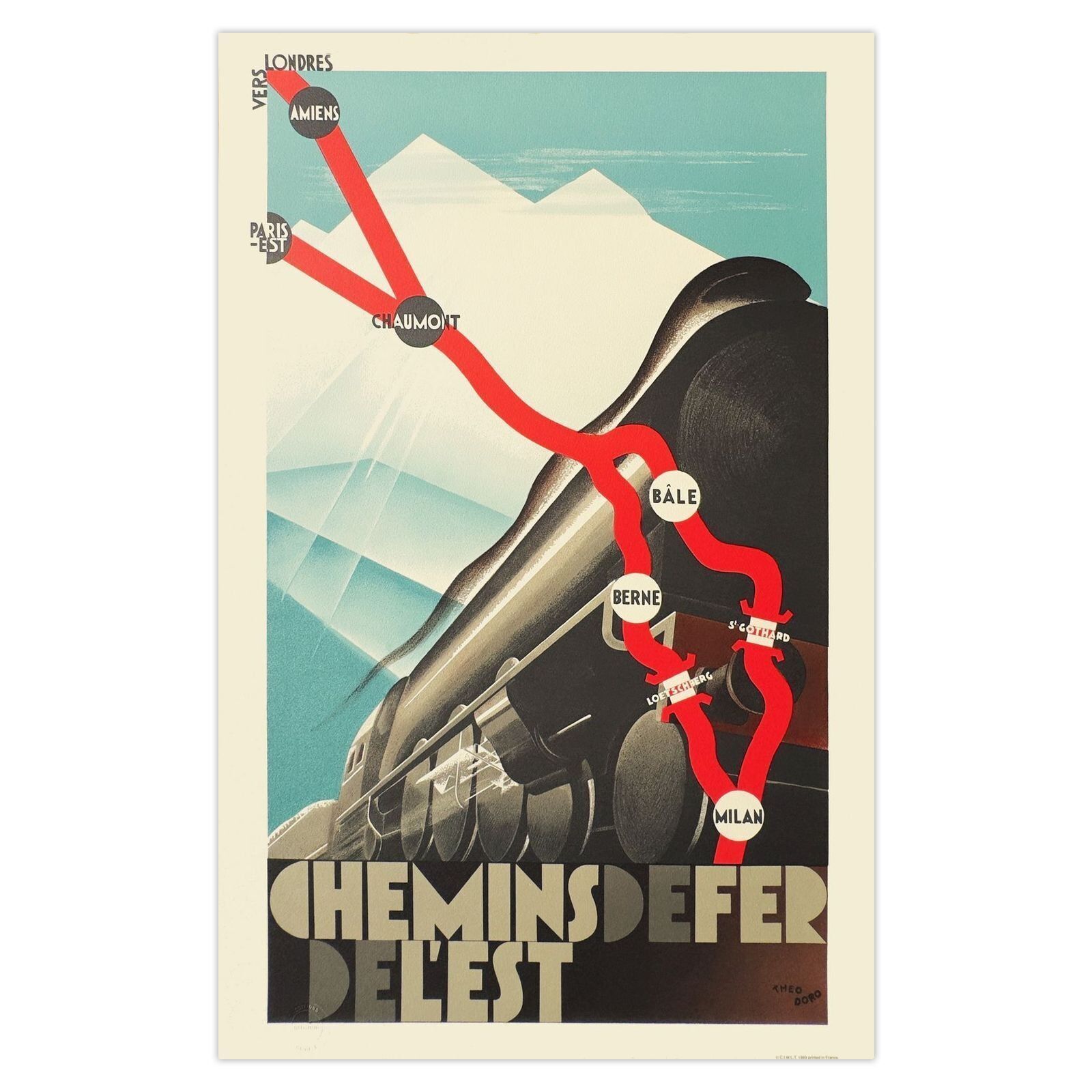 Collectif Publicite Poster Chemins De Fer De L'est Par Theo Doro 1989