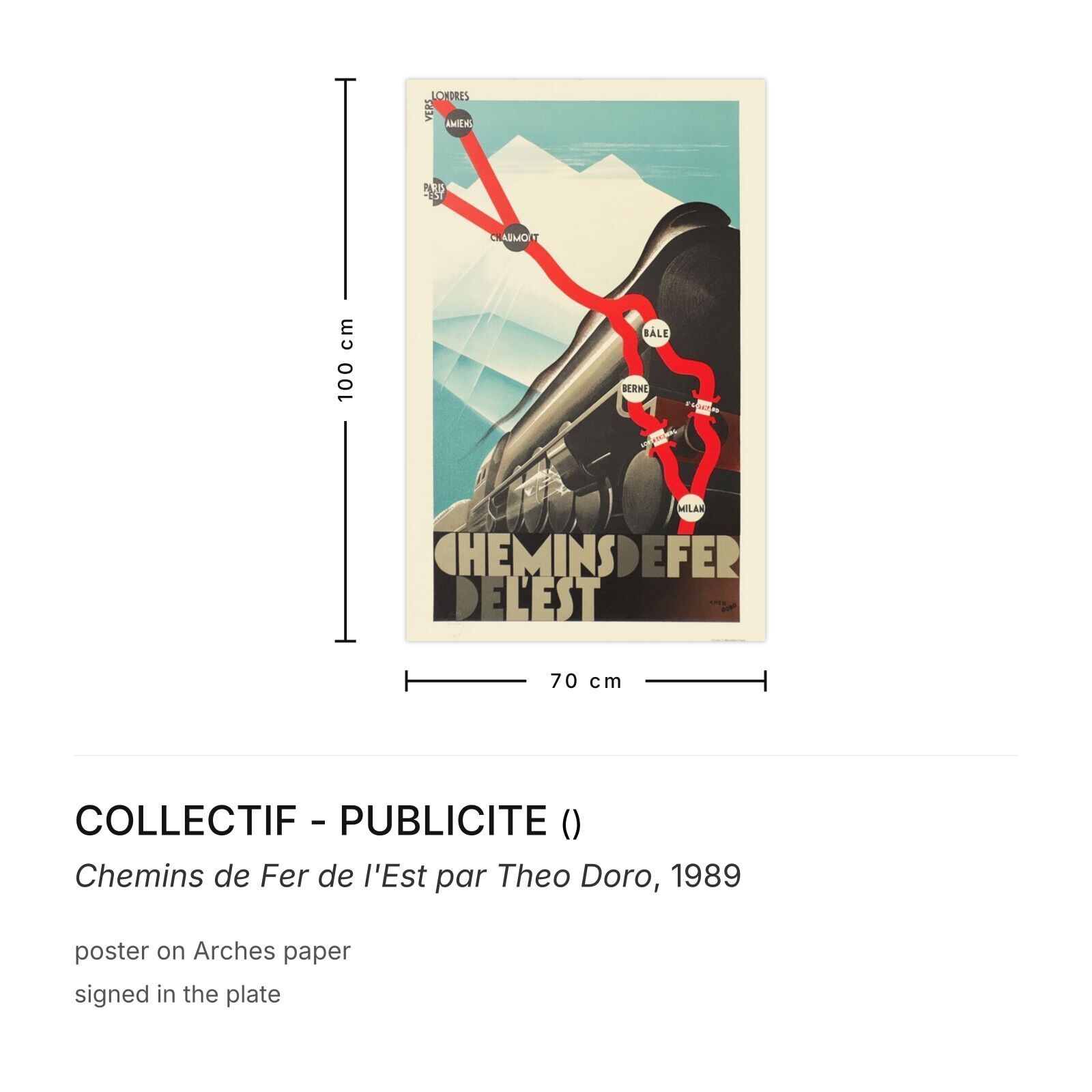 Collectif Publicite Poster Chemins De Fer De L'est Par Theo Doro 1989 photo furniture