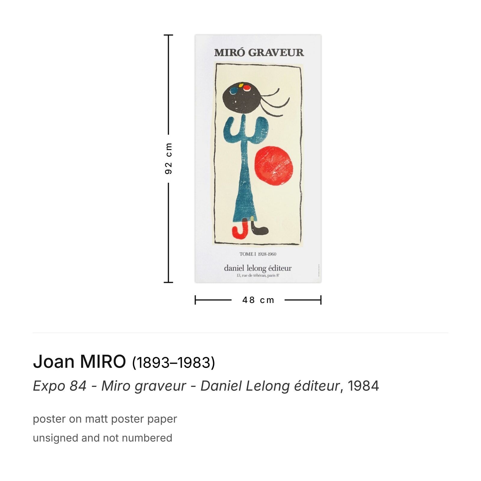 Joan Miro Poster Expo 84   Miro Graveur   Daniel Lelong éditeur photo furniture