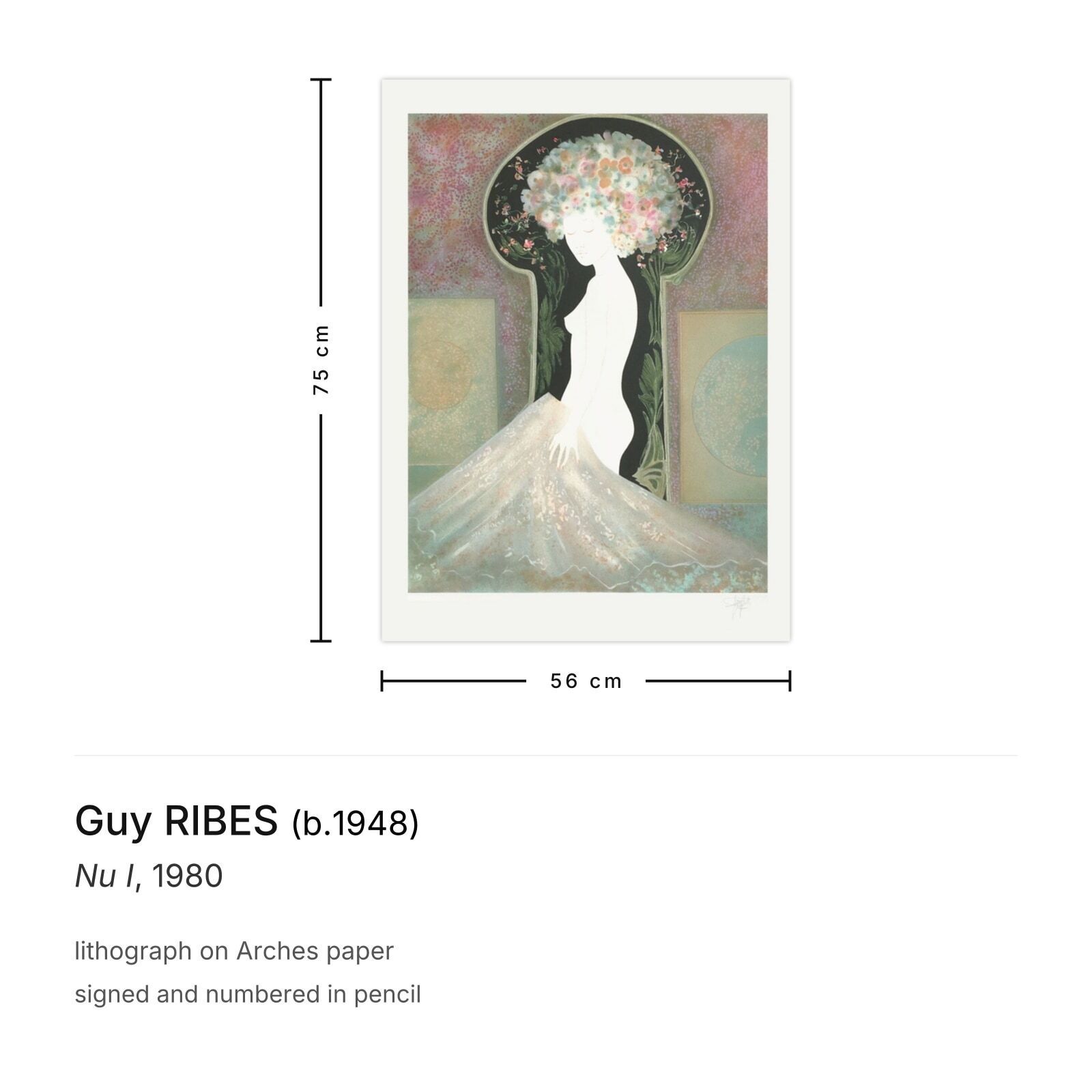 Guy Ribes Gesigneerde Lithografie Nu I 1980 photo furniture