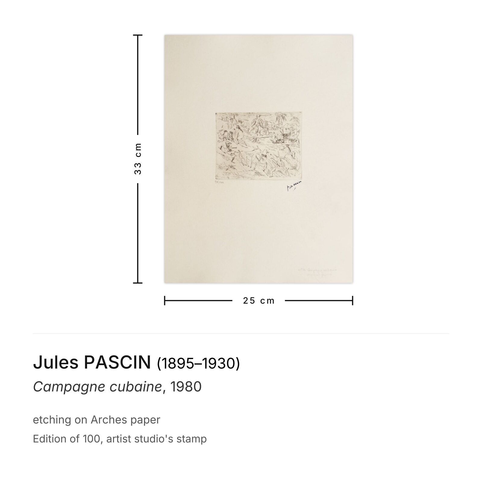 Jules Pascin Etching Campagne Cubaine 1980 photo furniture
