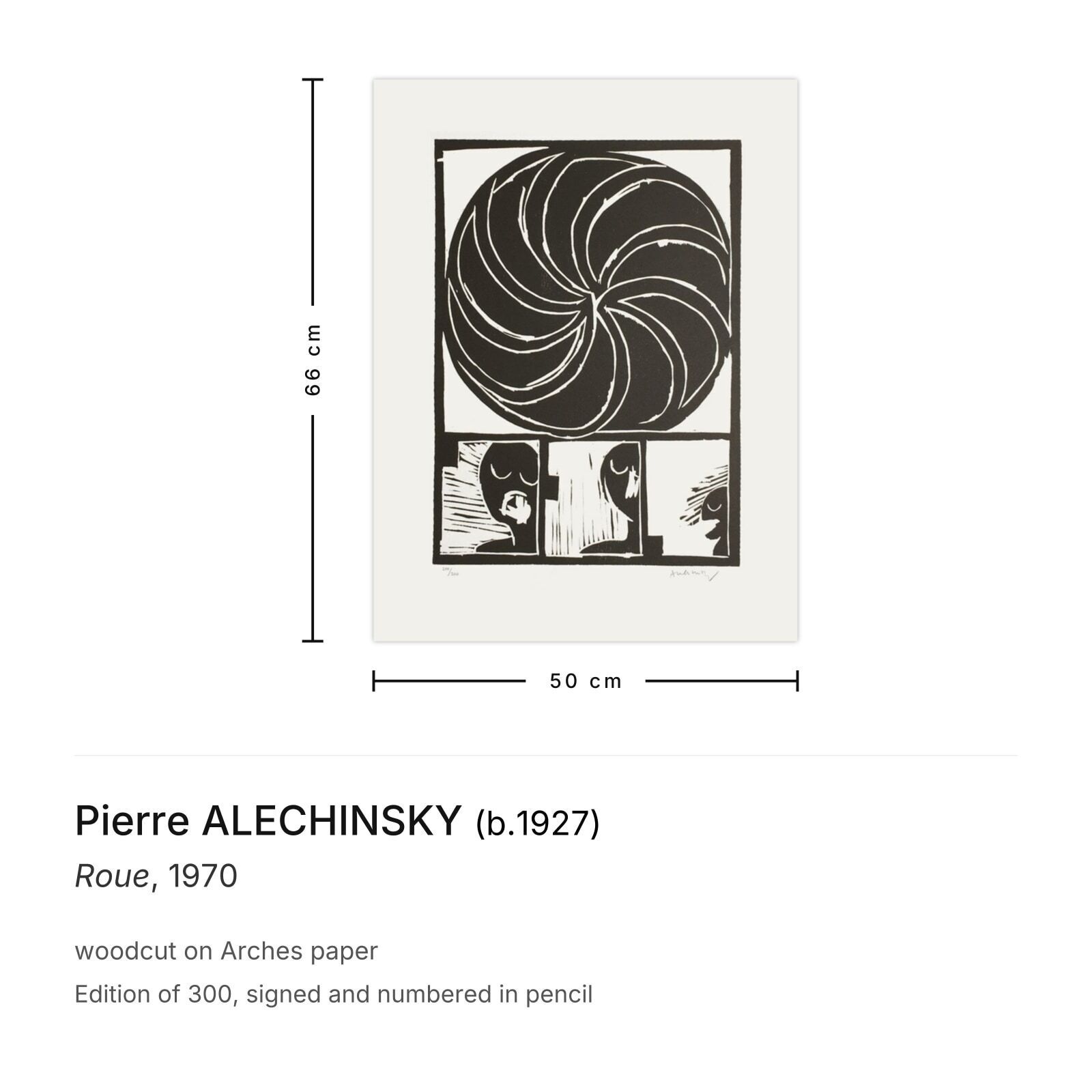 Pierre Alechinsky Gesigneerde Houtsnede Roue 1970 photo furniture