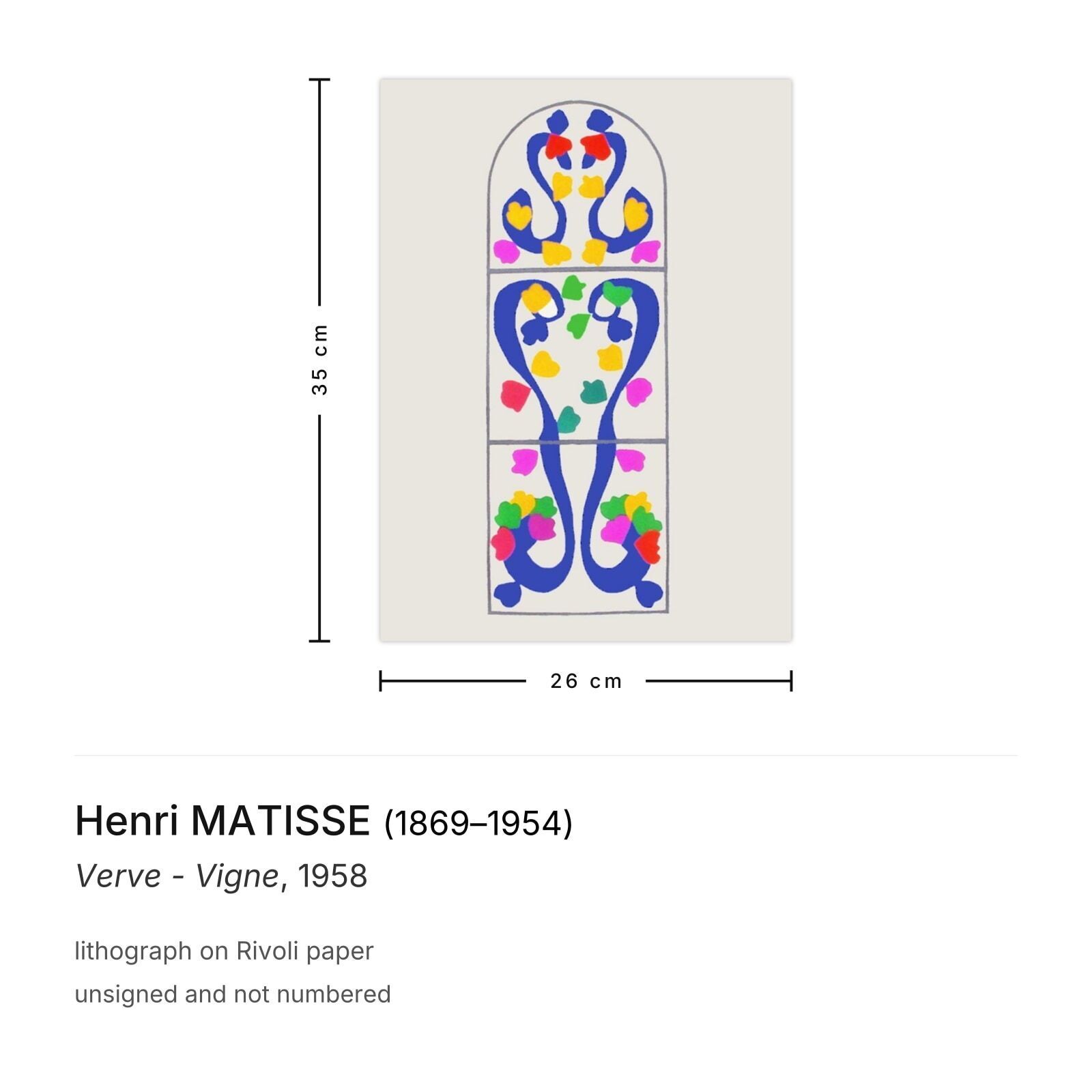 Henri Matisse Lithografie Verve Vigne 1958 photo furniture