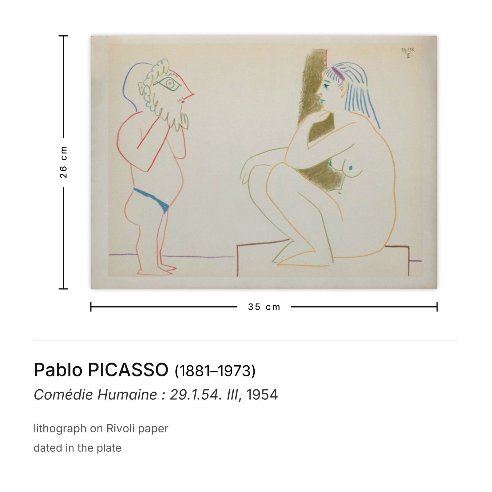 Pablo Picasso Lithograph Comédie Humaine : 29.1.54. III photo furniture