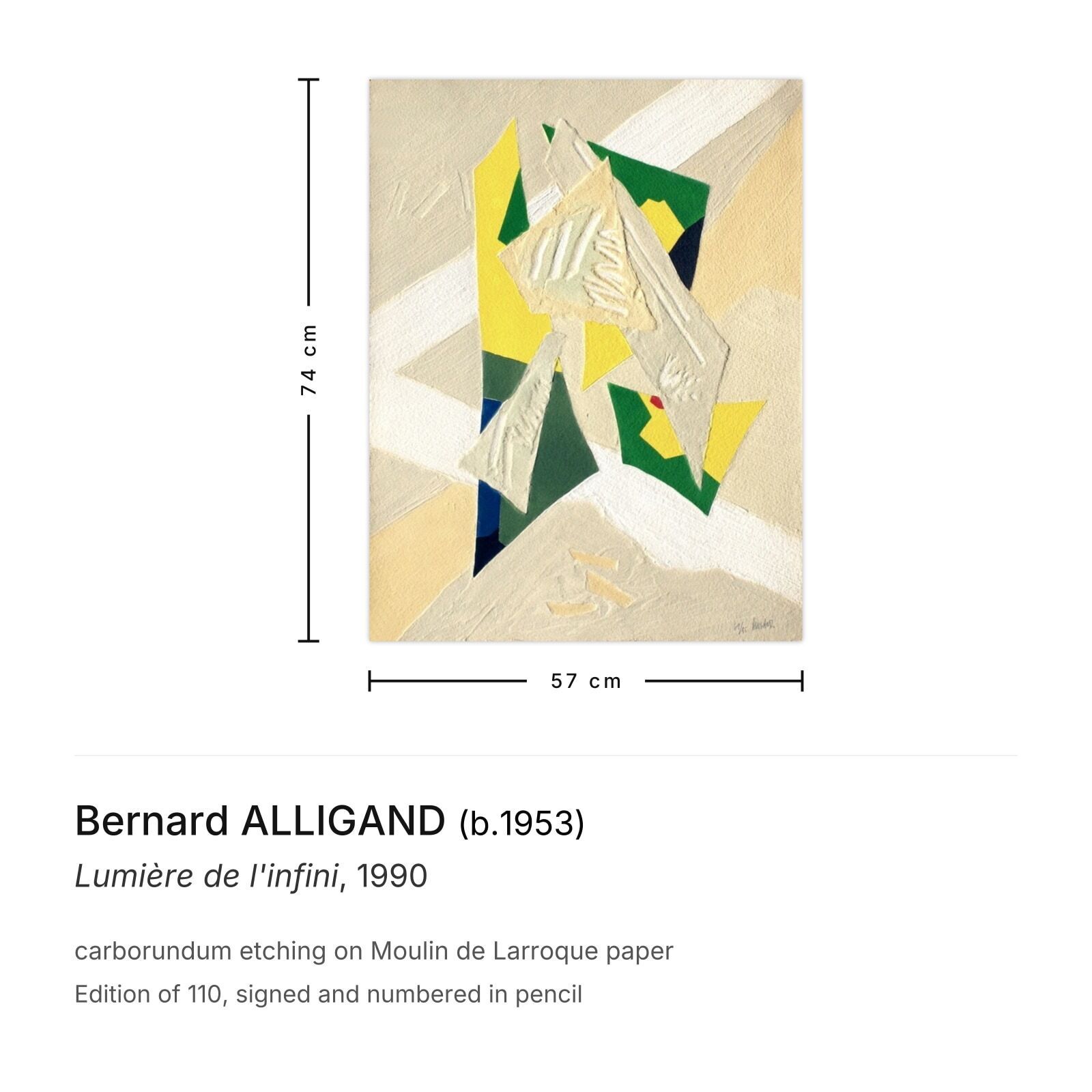 Bernard Alligand Gesigneerde Carborundum Ets Lumière De L'infini 1990 photo furniture
