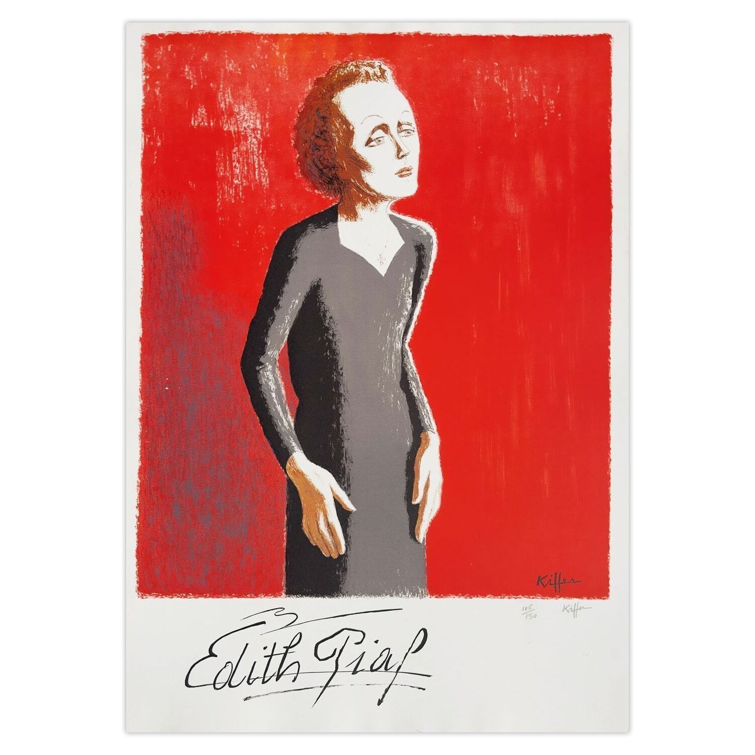 Charles Kiffer Signed Lithograph Edith Piaf 1975