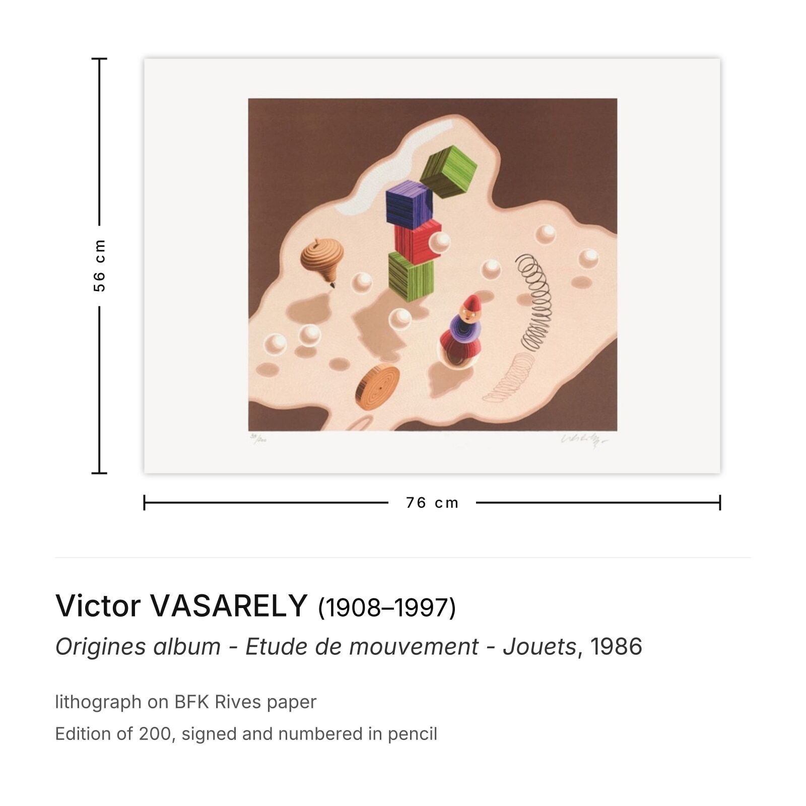 Victor Vasarely Gesigneerde Lithografie Origines Album   Etude De Mouvement   Jouets 1986 photo furniture