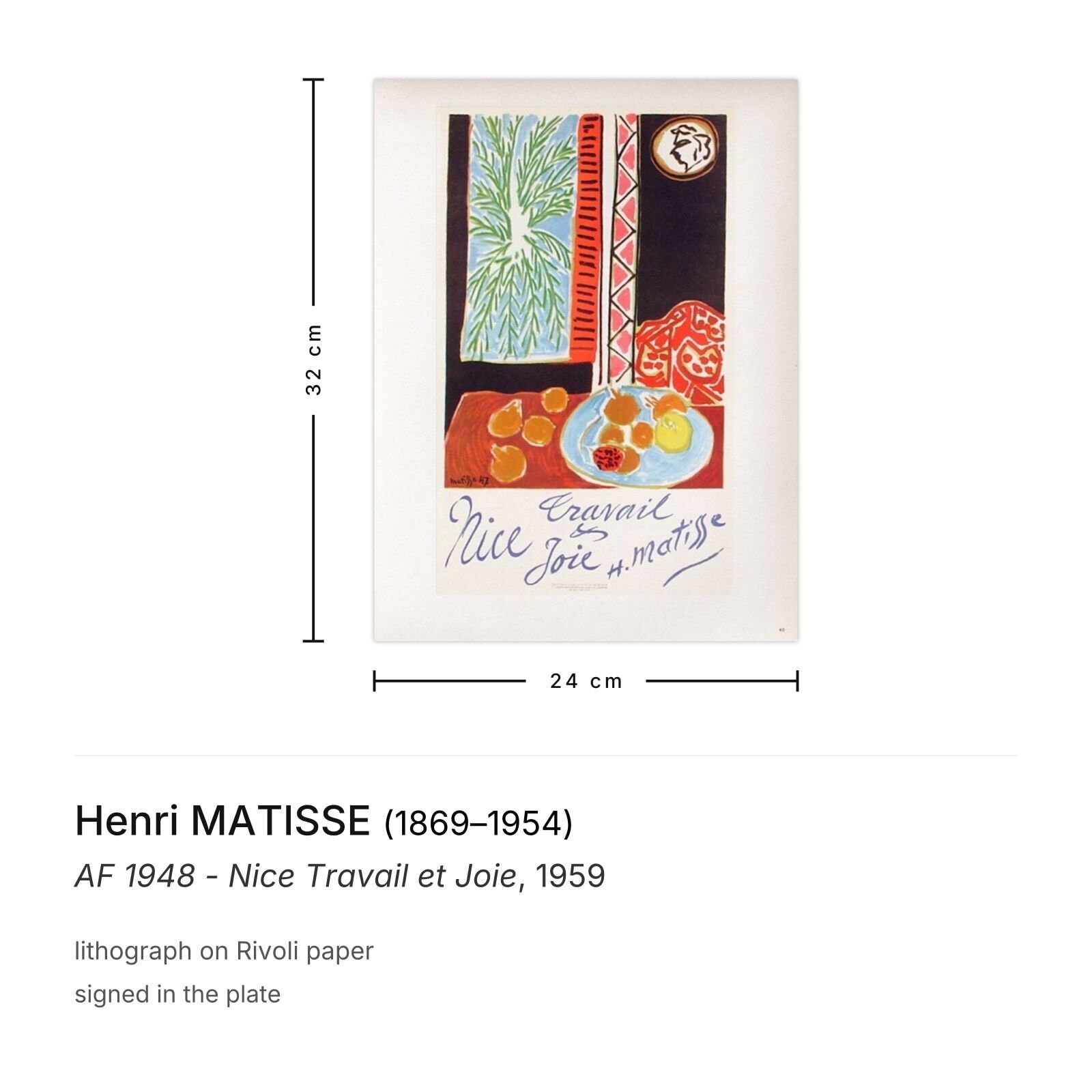 Henri Matisse Lithograph Af 1948   Nice Travail Et Joie 1959 photo furniture