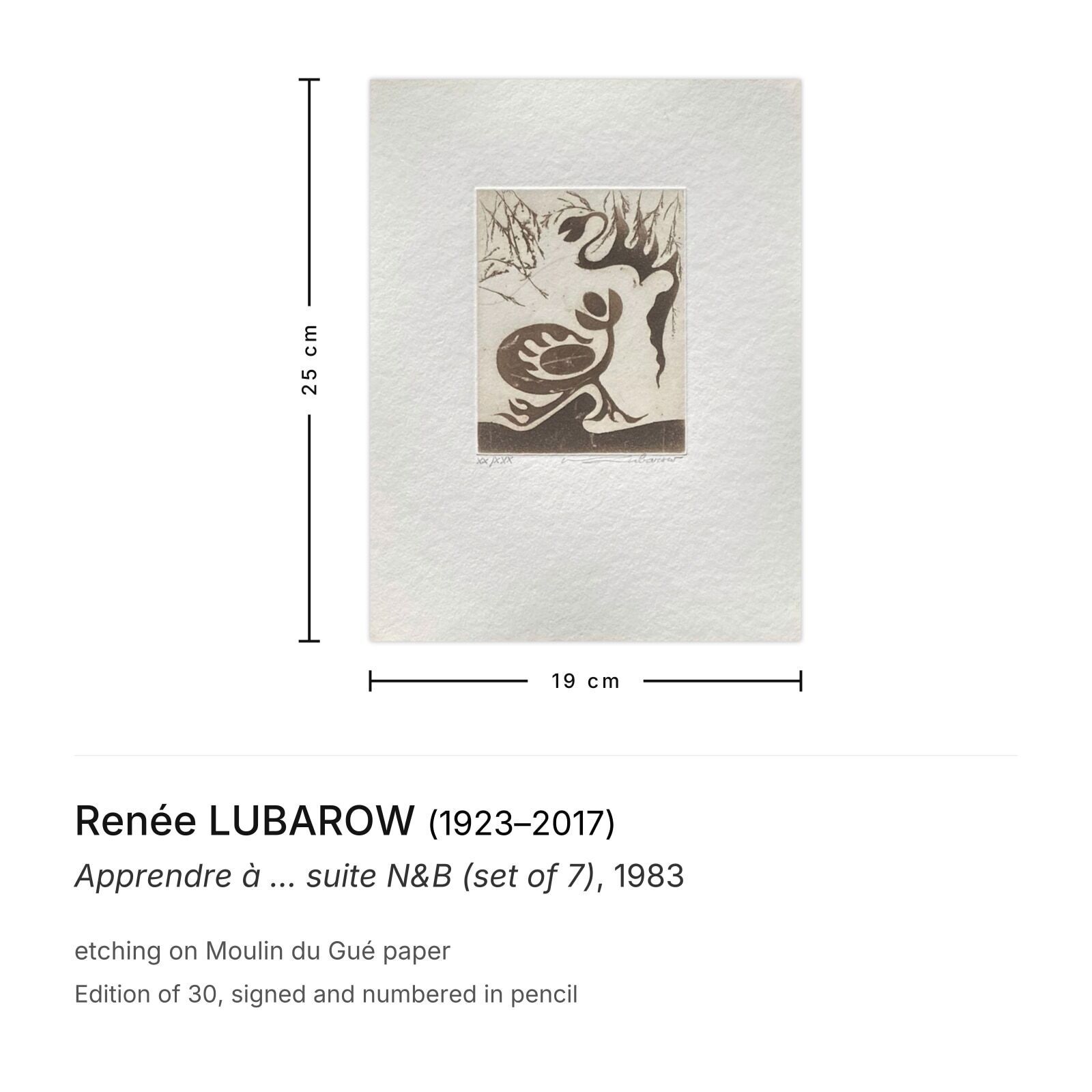 Renée Lubarow Signed Etching Apprendre à ... Suite N&B (Set Of 7) 1983 photo furniture