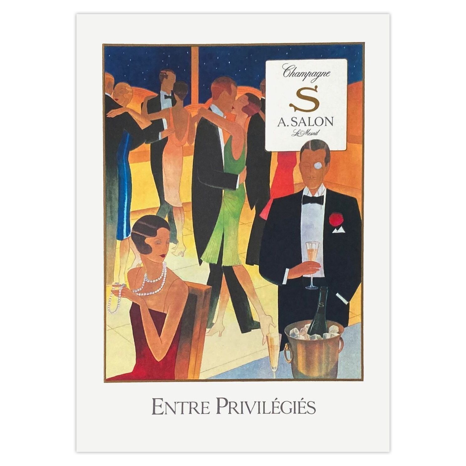 Collectif   Publicite Screenprint Champagne Salon Entre Privilégiés 1990