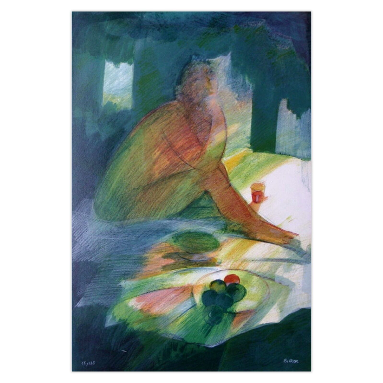 Colette Bitker Gesigneerde Lithografie Déjeuner Sur L'herbe I 1985