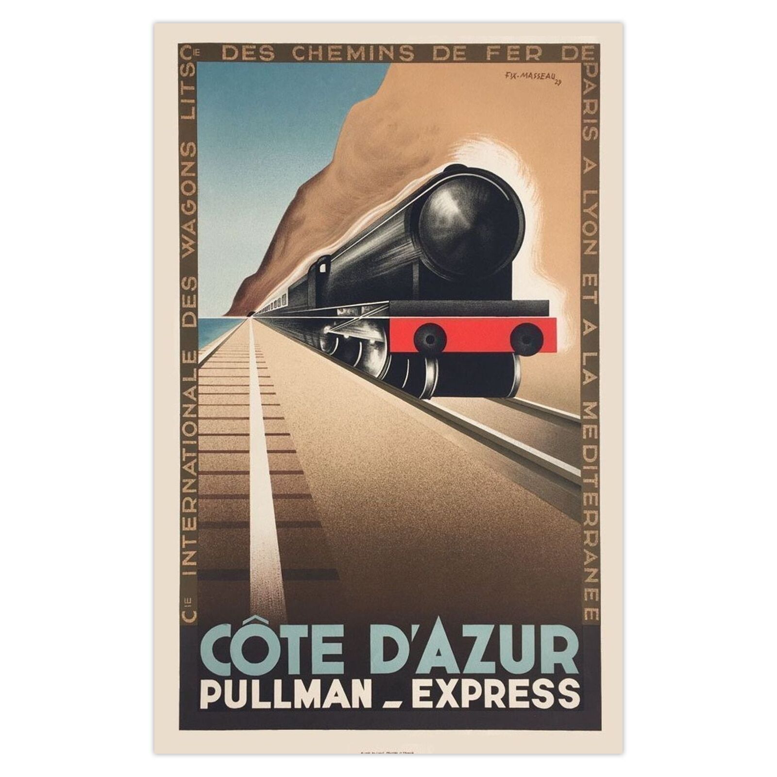 Pierre Fix Masseau Lithografie Côte D'azur Pullman Express 1989