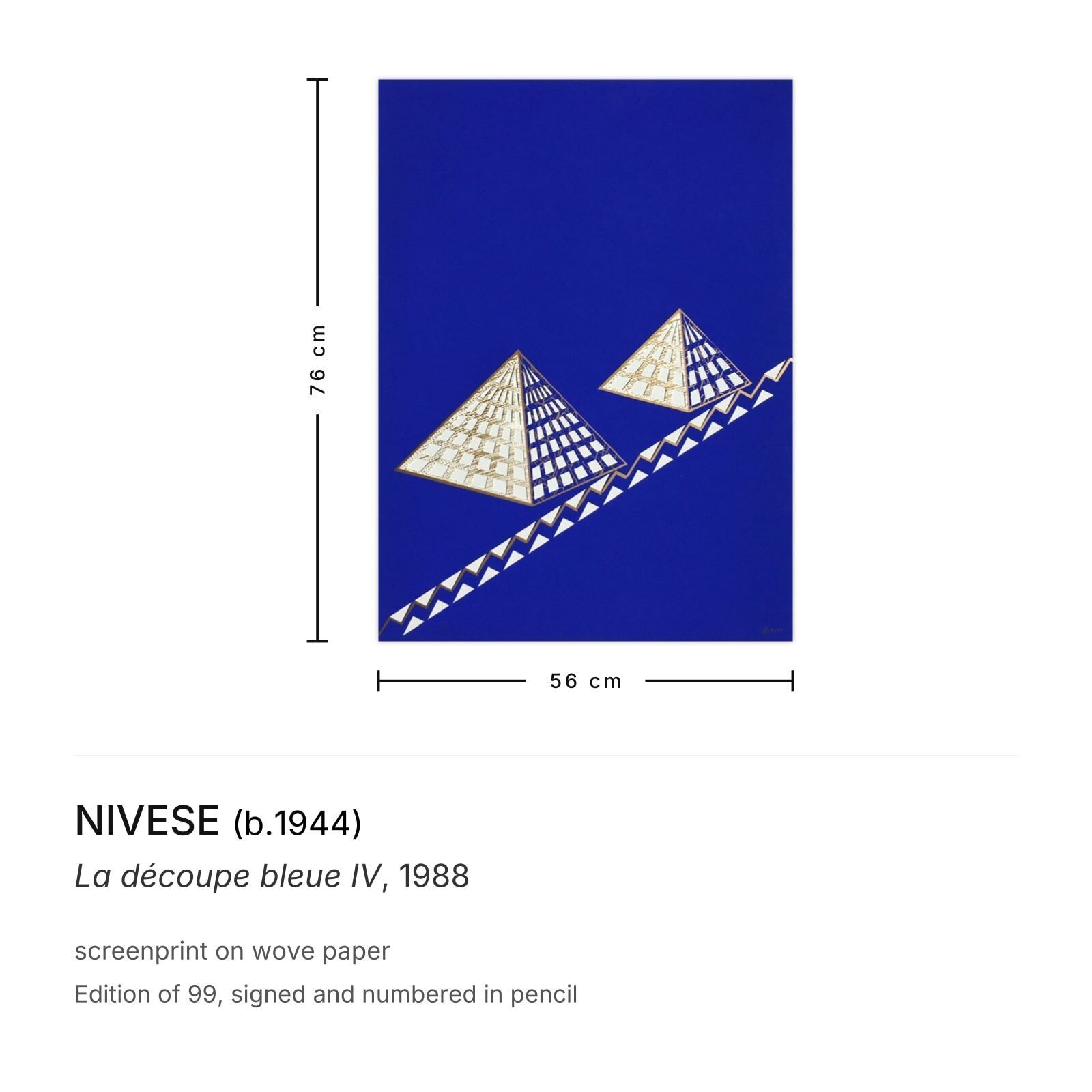Nivese Gesigneerde Zeefdruk La Découpe Bleue IV 1988 photo furniture