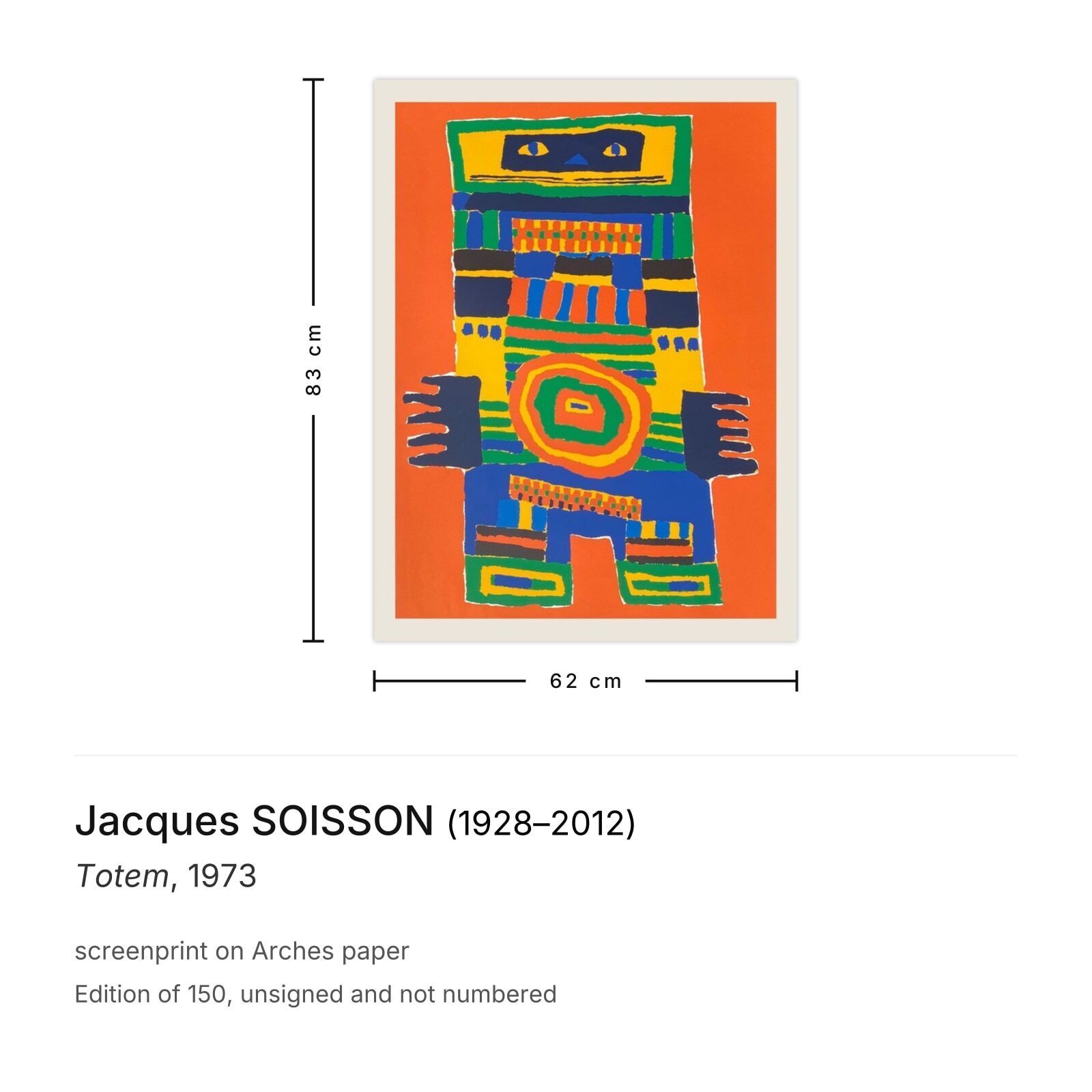 Jacques Soisson Zeefdruk Totem 1973 photo furniture