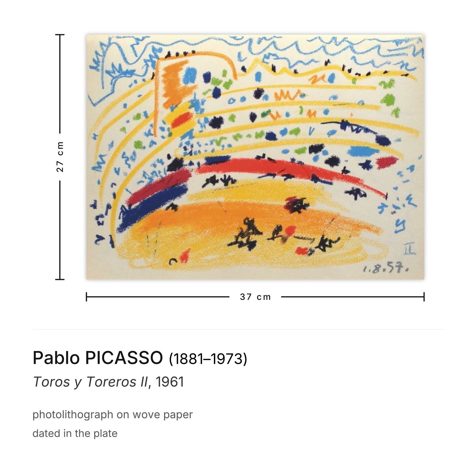 Pablo Picasso Lithograph Toros Y Toreros II 1961 photo furniture