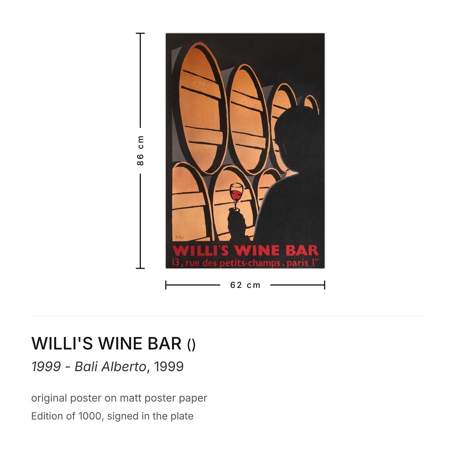 Willi's Wine Bar Poster 1999   Bali Alberto photo furniture