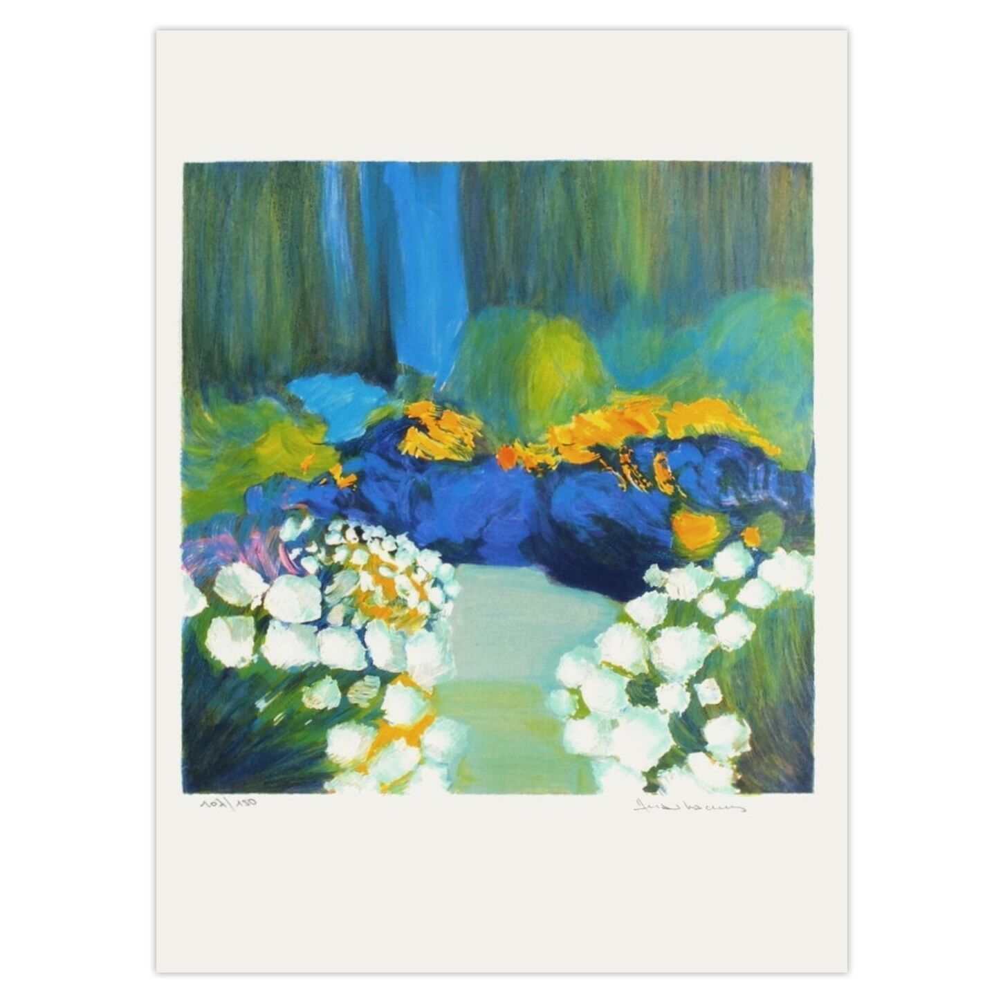 Jean Claude Allenbach Signed Lithograph L'allée En Fleurs 1990