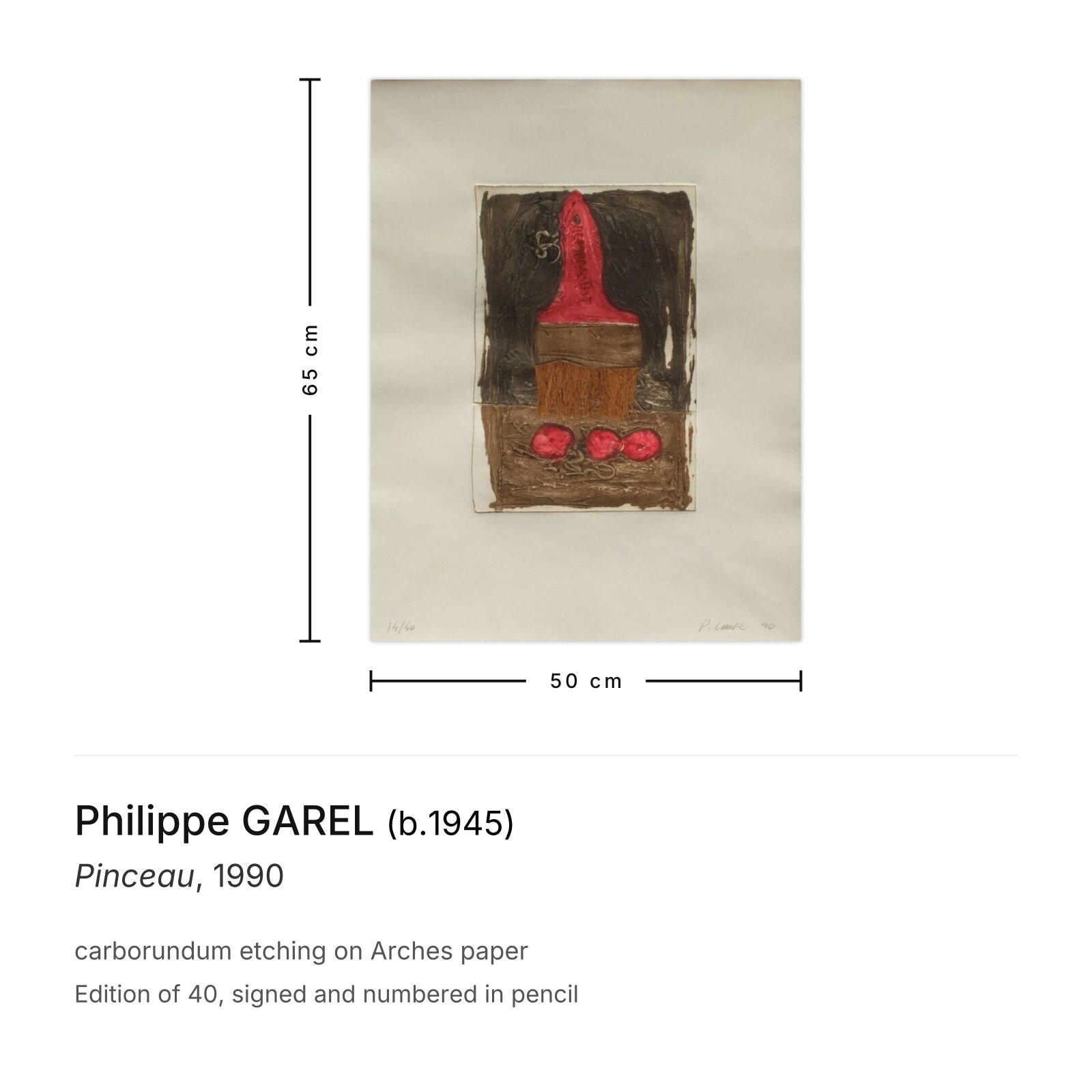 Philippe Garel Gesigneerde Carborundum Ets Pinceau 1990 photo furniture