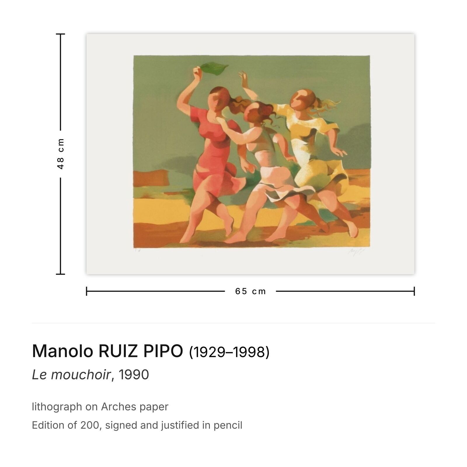 Manolo Ruiz Pipo Gesigneerde Lithografie Le Mouchoir 1990 photo furniture