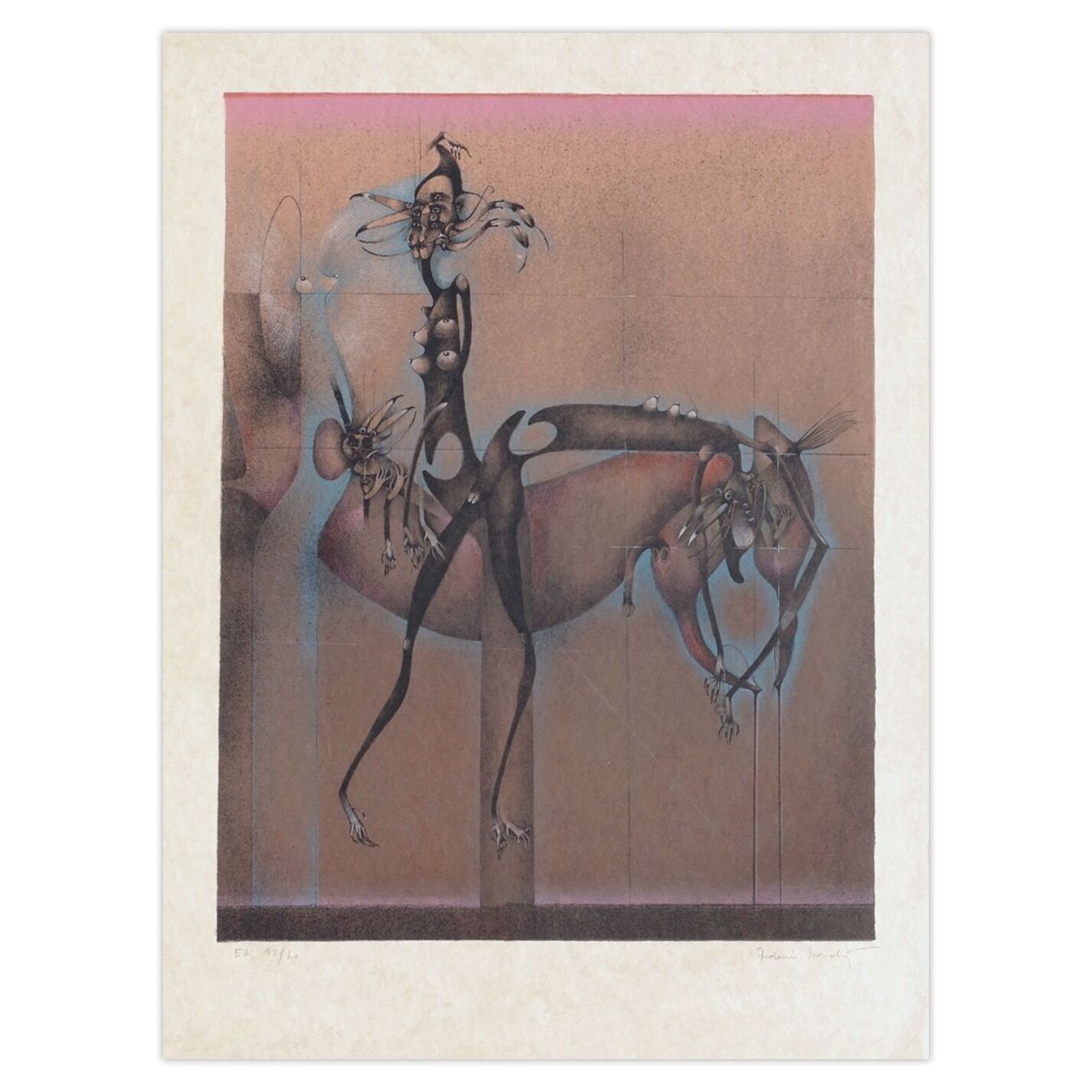 Frédéric Bouche Gesigneerde Lithografie Jeu De Plage
