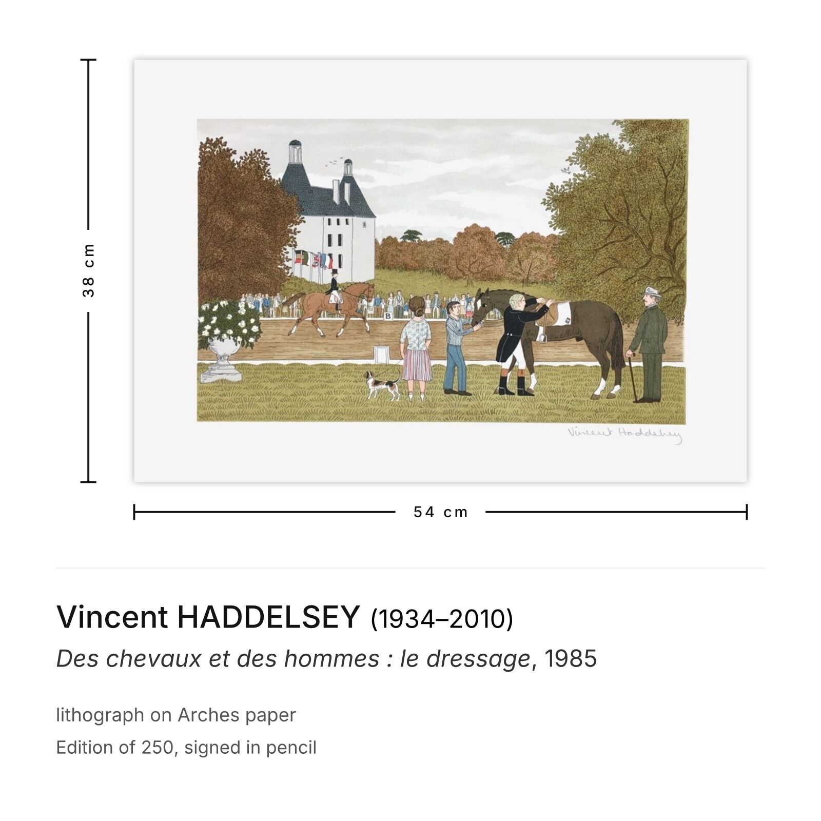 Vincent Haddelsey Gesigneerde Lithografie Des Chevaux Et Des Hommes : Le Dressage 1985 photo furniture
