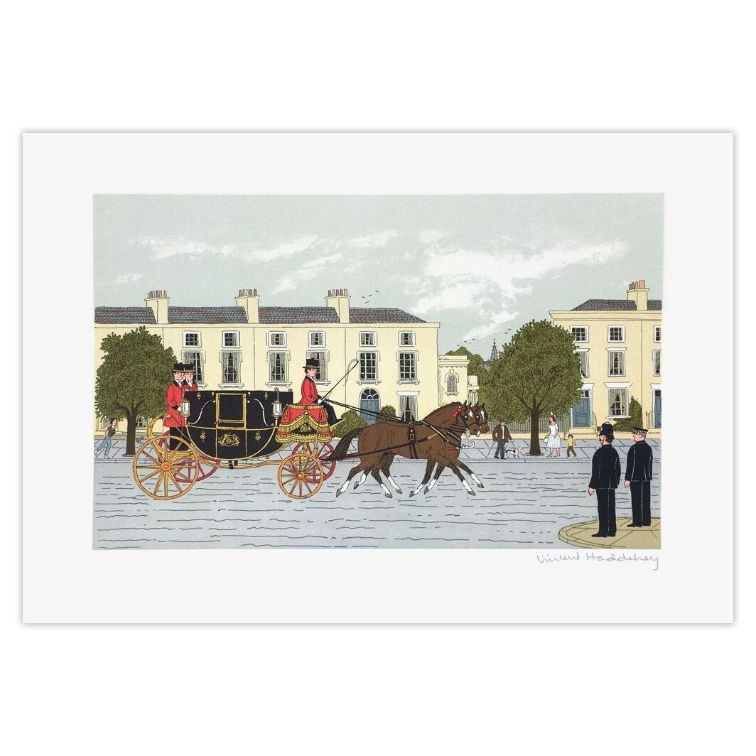 Vincent Haddelsey Gesigneerde Lithografie Des Chevaux Et Des Hommes : écuries De La Reine 1985