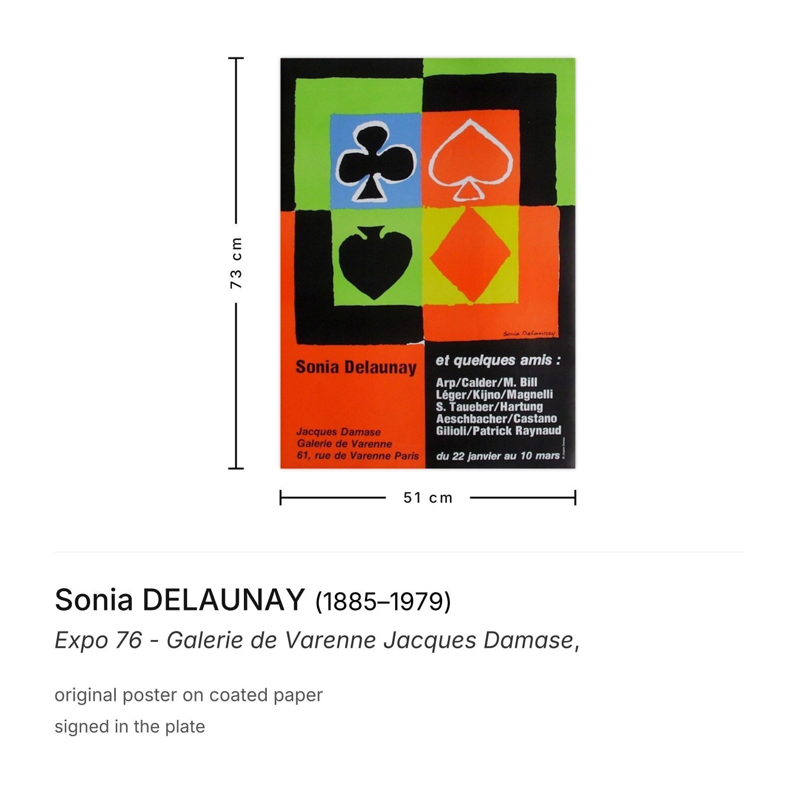 Sonia Delaunay Poster Expo 76 Galerie De Varenne Jacques Damase photo furniture