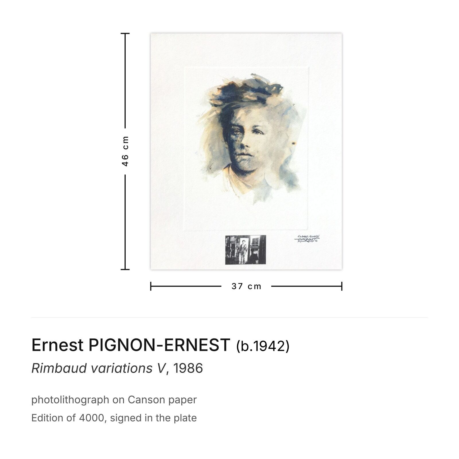 Ernest Pignon Ernest Lithografie Rimbaud Variations V 1986 photo furniture