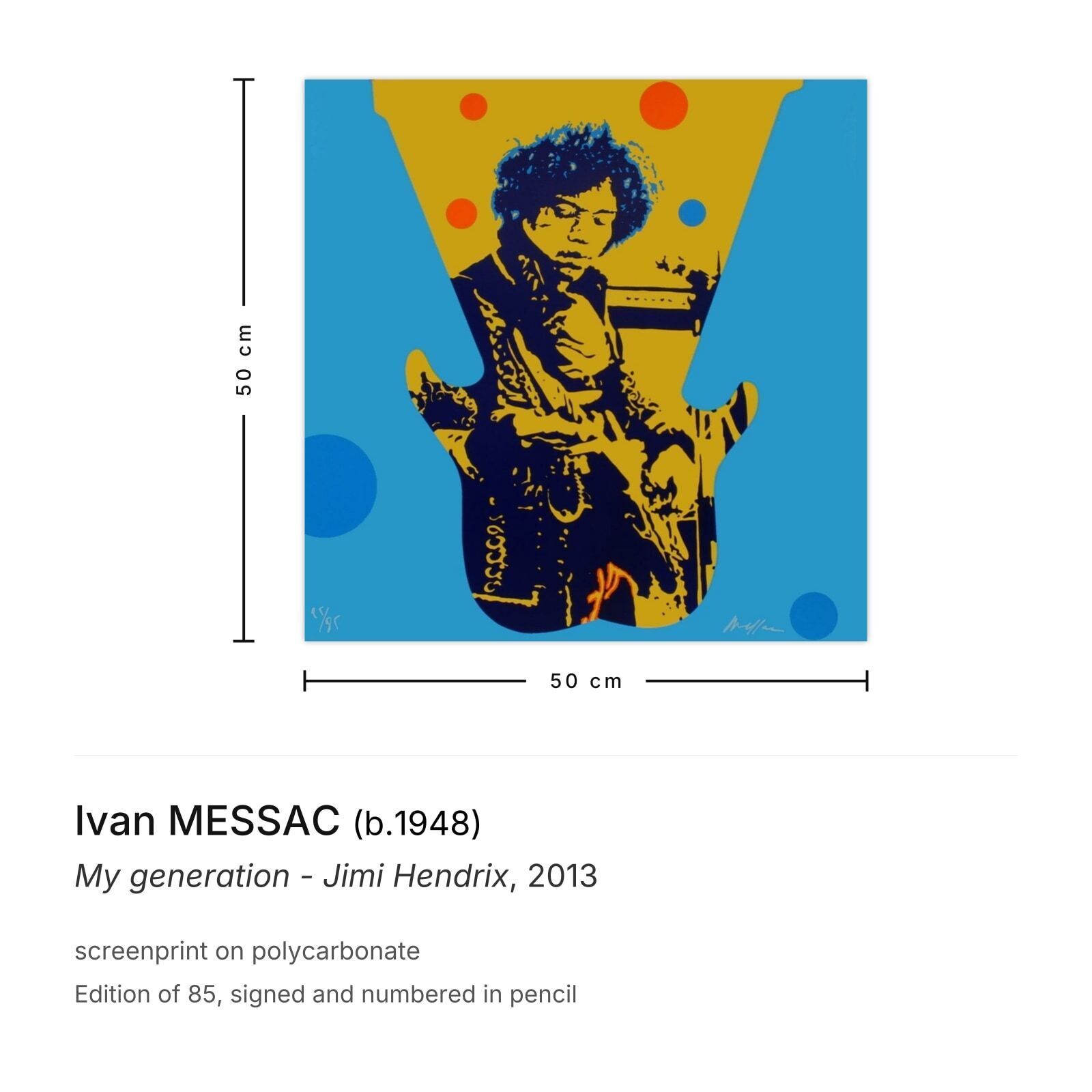 Ivan Messac Gesigneerde Zeefdruk My Generation Jimi Hendrix 2013 photo furniture