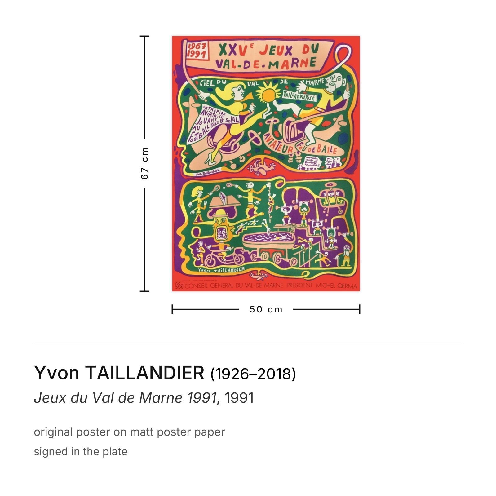 Yvon Taillandier Poster Jeux Du Val De Marne 1991 photo furniture