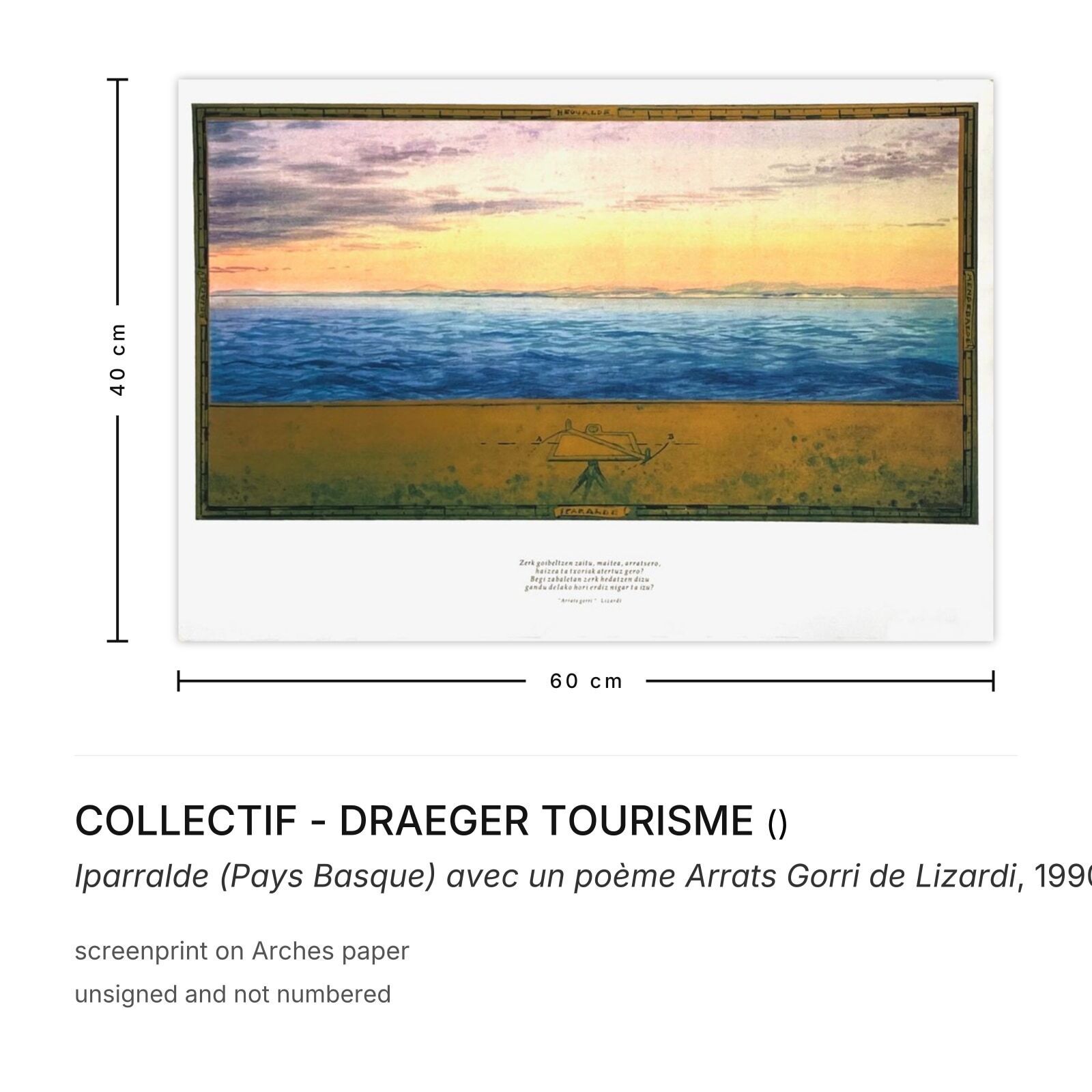 Collectif   Draeger Tourisme zeefdruk Iparralde (Pays Basque) met een gedicht Arrats Gorri uit 1990 photo furniture