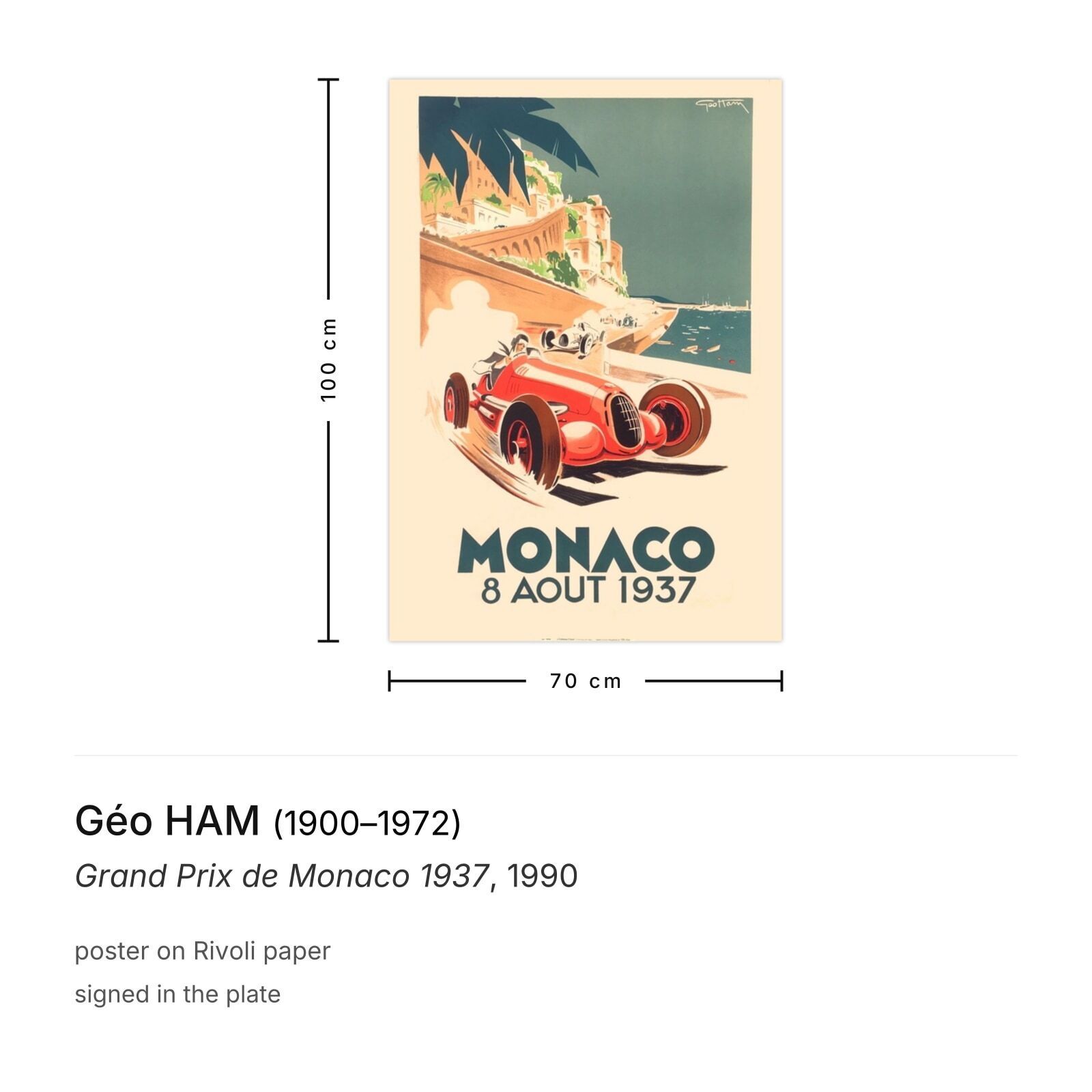 Géo Ham Poster Grand Prix De Monaco 1937 1990 photo furniture
