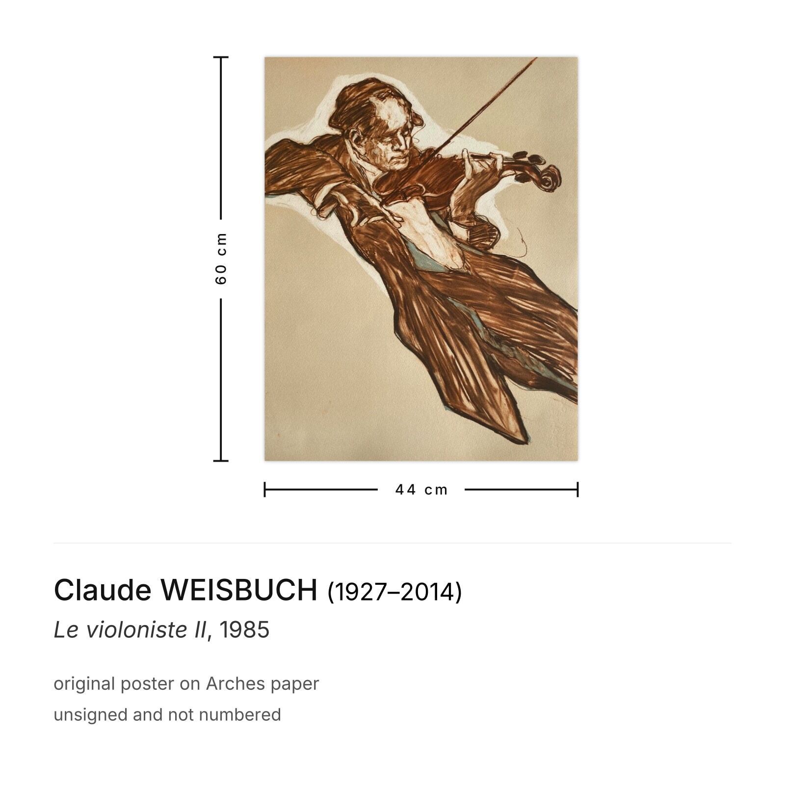 Claude Weisbuch Poster Le Violoniste II 1985 photo furniture