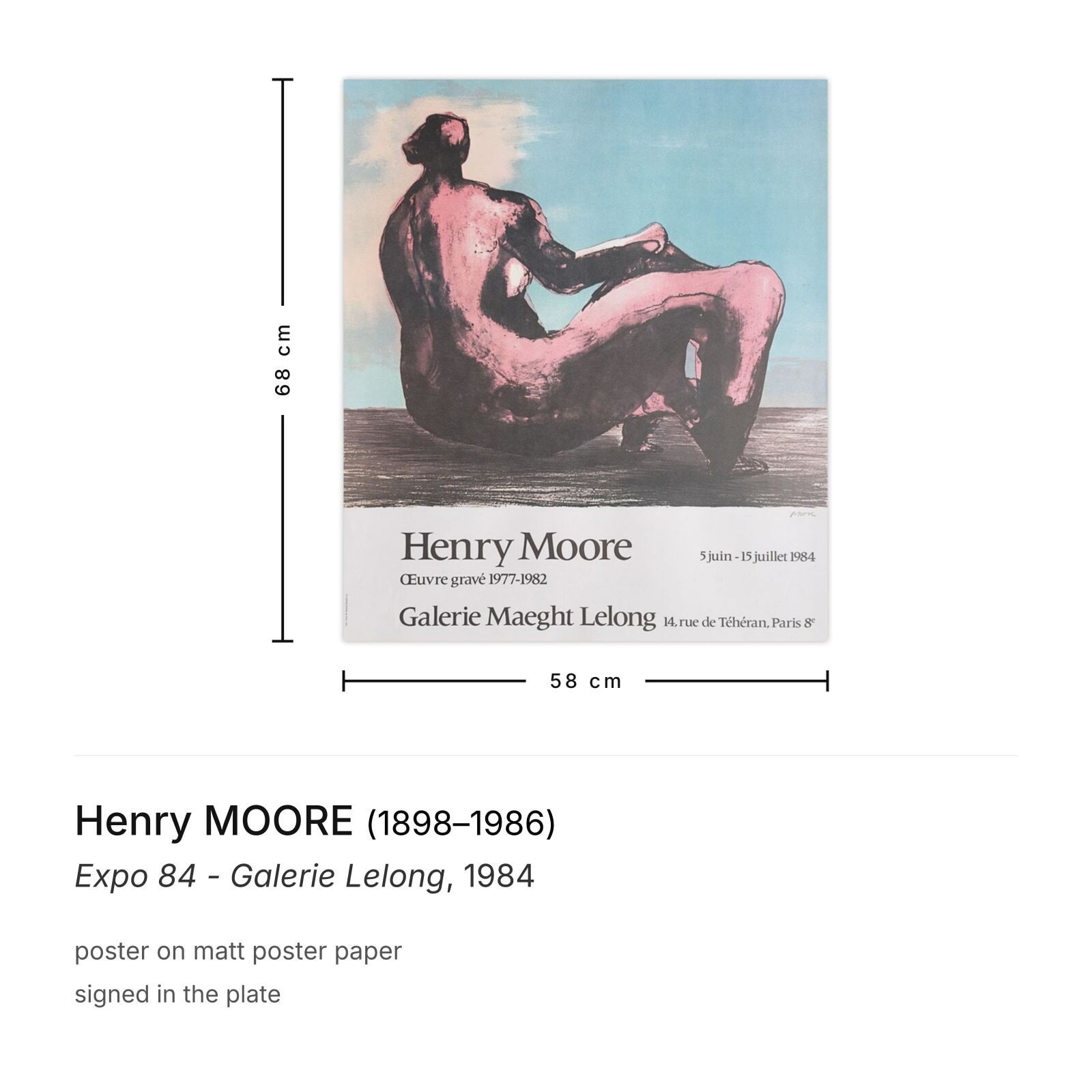Henry Moore Poster Expo 84   Galerie Lelong photo furniture