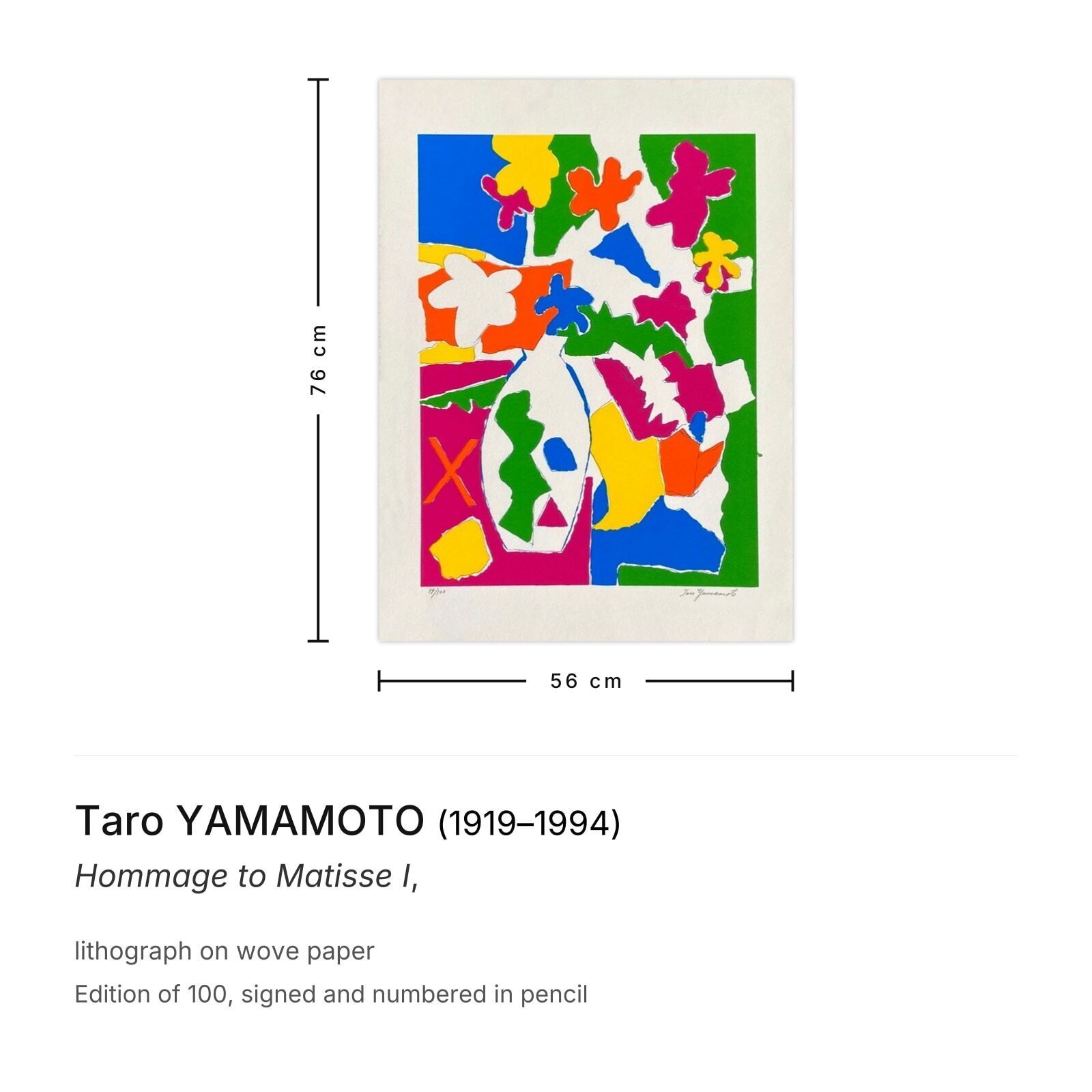 Taro Yamamoto Gesigneerde Lithografie Hommage To Matisse I photo furniture
