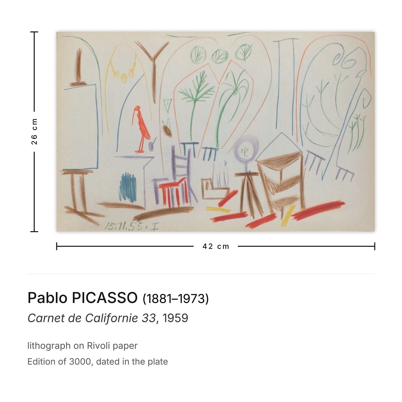 Pablo Picasso Lithograph Carnet De Californie 33 1959 photo furniture