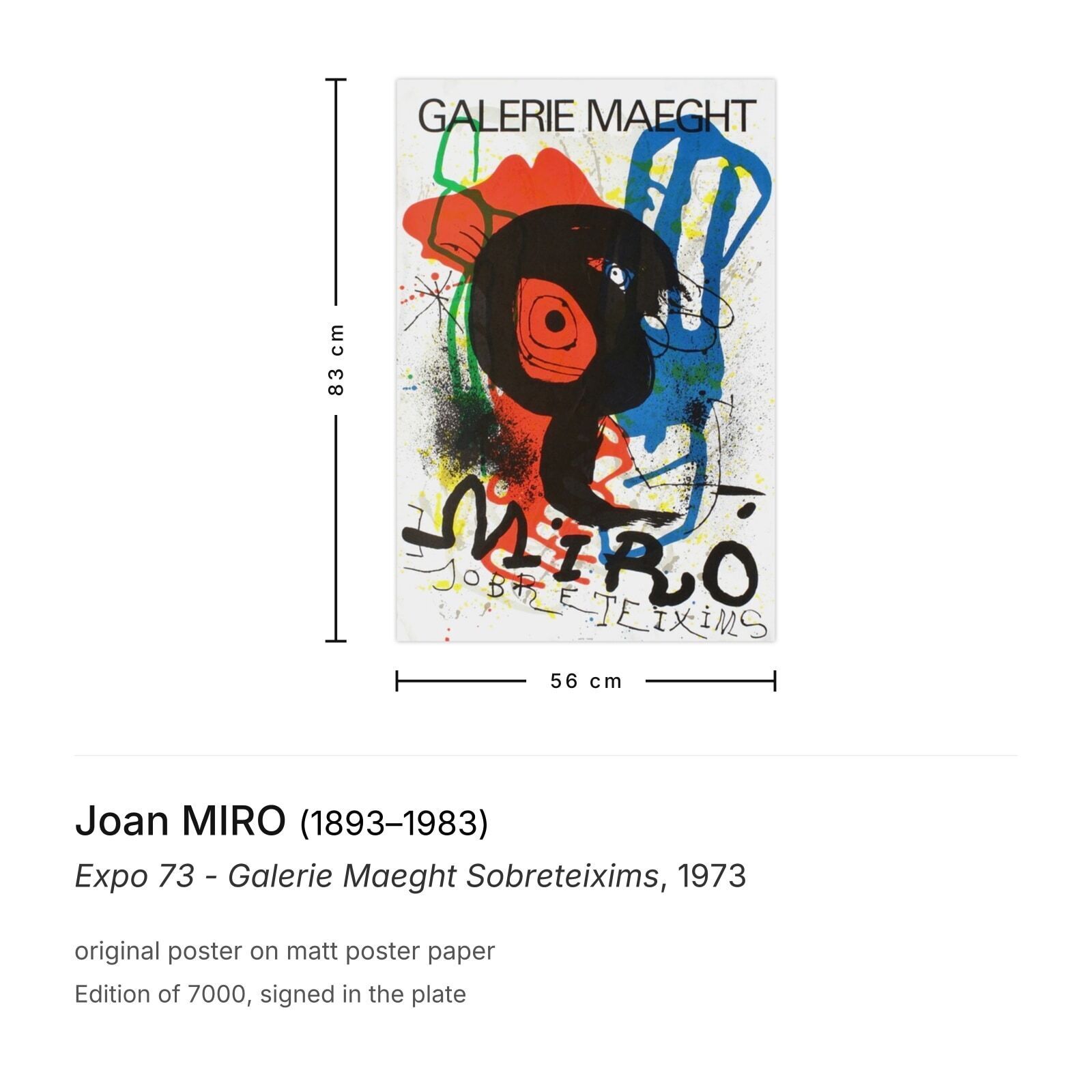 Joan Miro Poster Expo 73   Galerie Maeght Sobreteixims photo furniture