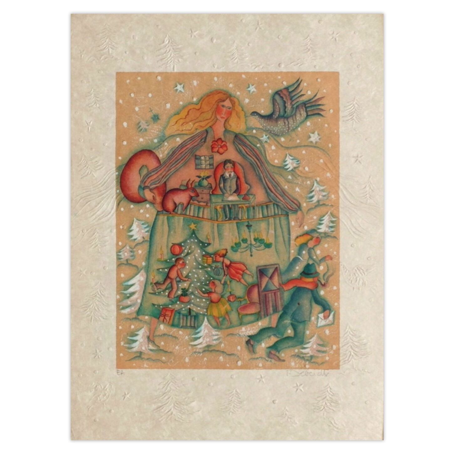 Françoise Deberdt Gesigneerde Lithografie Maison De Poupée II 1985