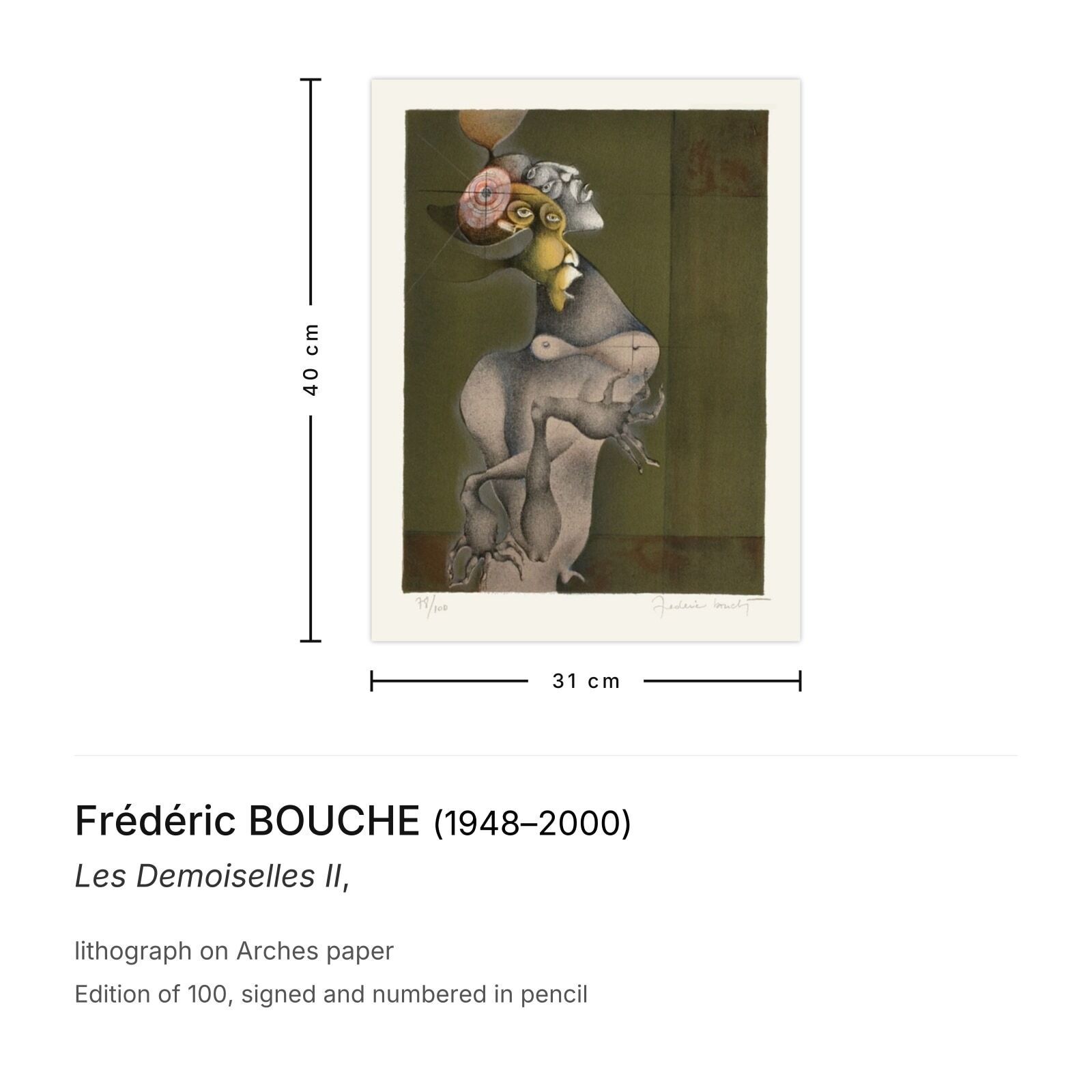 Frédéric Bouche Gesigneerde Litho Les Demoiselles II photo furniture