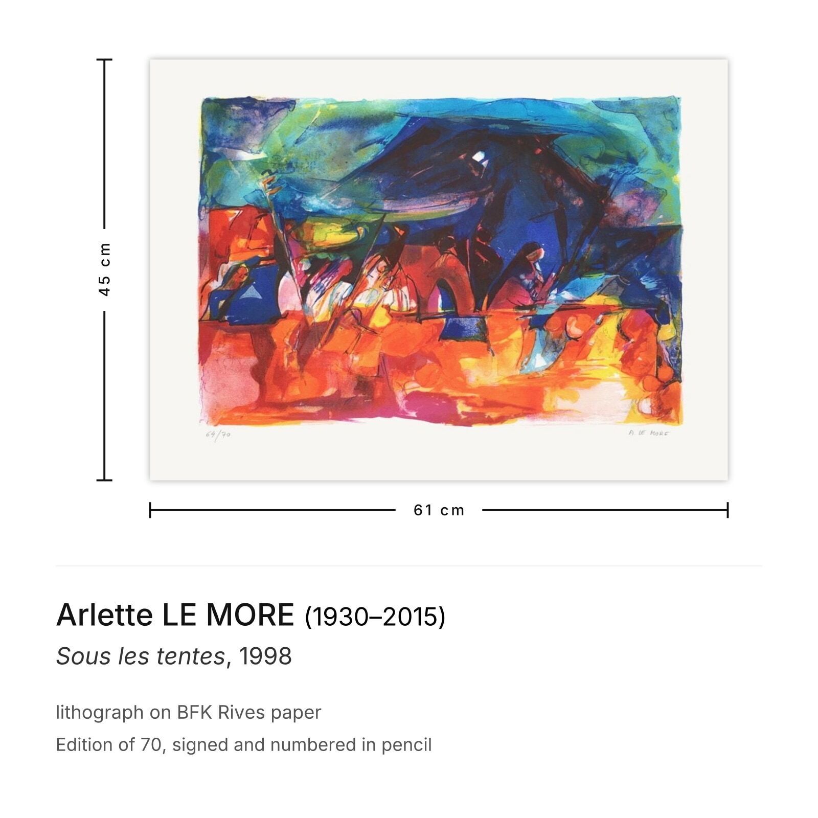 Arlette Le More Gesigneerde Litho Sous Les Tentes 1998 photo furniture