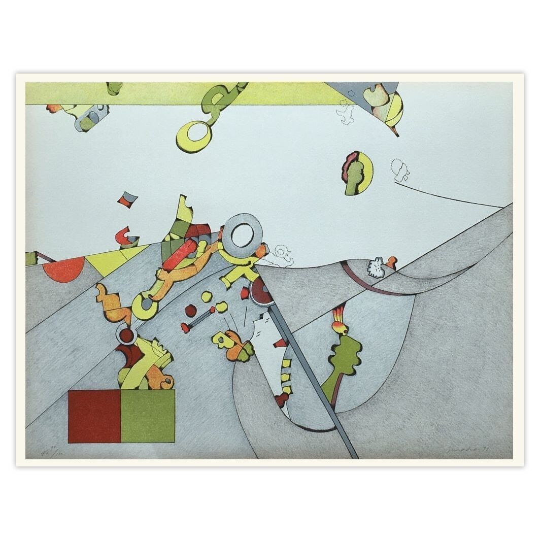 Sizu Simada Gesigneerde Lithografie Composition V 1978