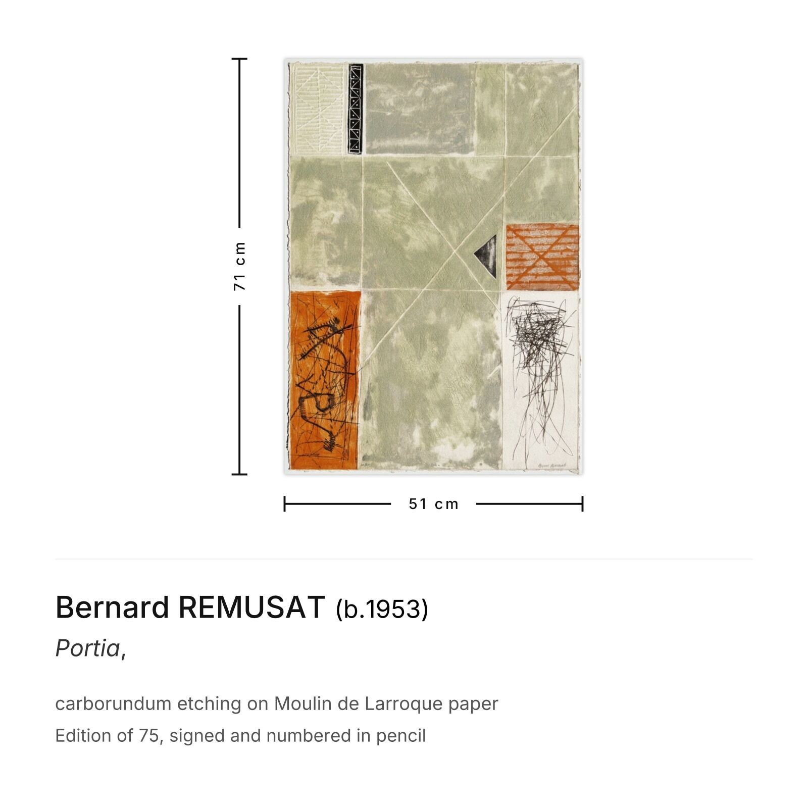 Bernard Remusat Gesigneerde Carborundum Ets Portia photo furniture