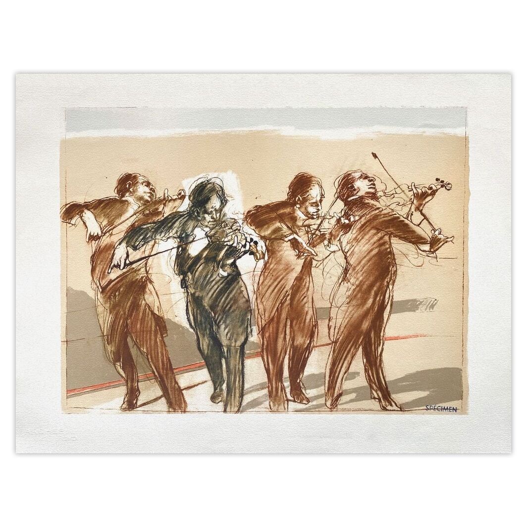 Claude Weisbuch Lithografie Quatre Mouvements Pour Un Violon 1990