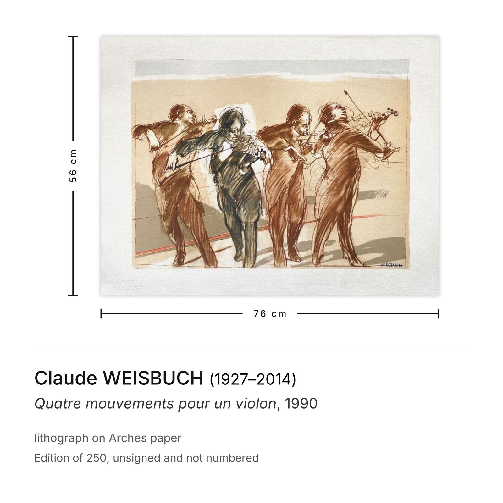Claude Weisbuch Lithografie Quatre Mouvements Pour Un Violon 1990 photo furniture