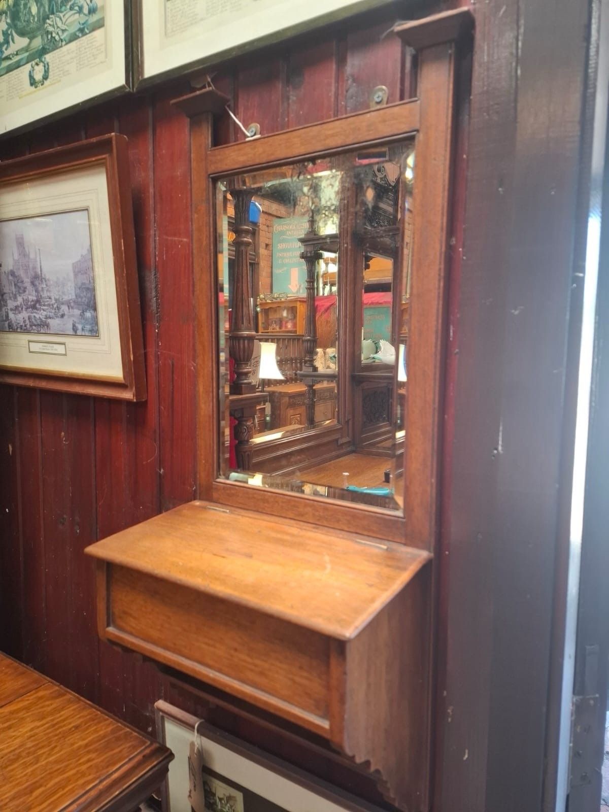 Edwardian Mahogany Hall Mirror And Box