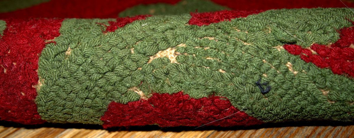 Handmade Antique American Hooked Rug 88cm X 152cm 1920s Wool Red Green photo vinterior
