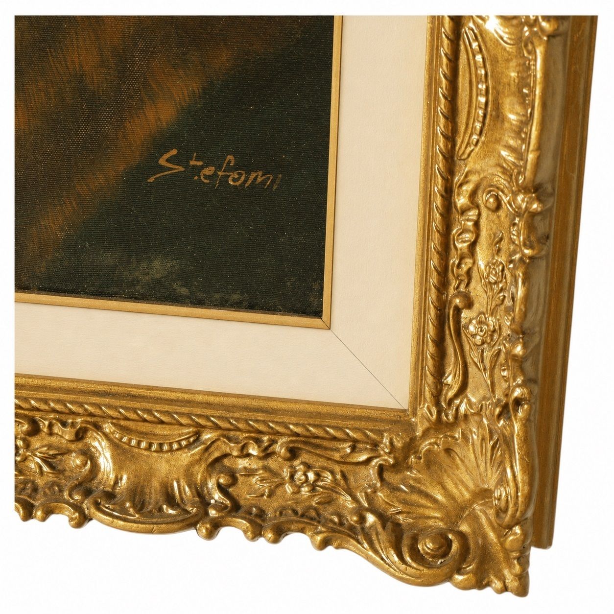 photo furniture Paar laat-19e-eeuwse / begin-20e-eeuwse historiserende olieverfportretten, gesigneerd Stefan