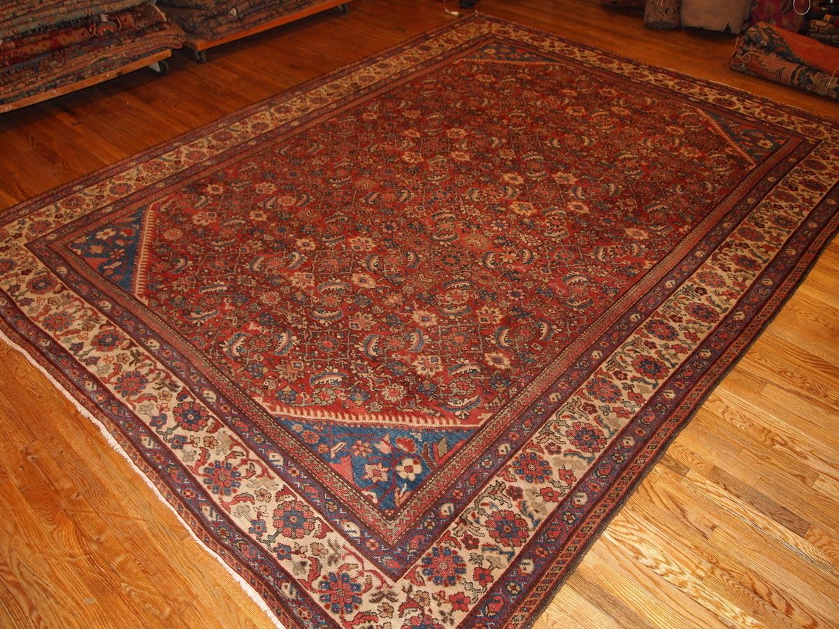 Handmade Oriental Rug 274cm X 359cm Wool Circa 1900s Red Blue Cream photo vintage