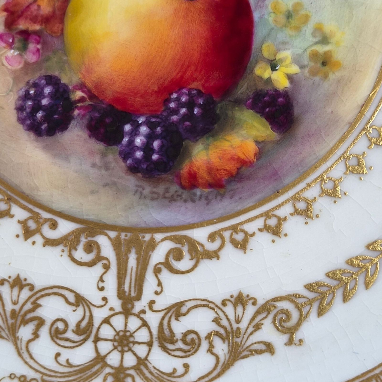 600.0 Royal Worcester Richard Sebright Geschilderd Fruitbord, Engeland, 1935 photo