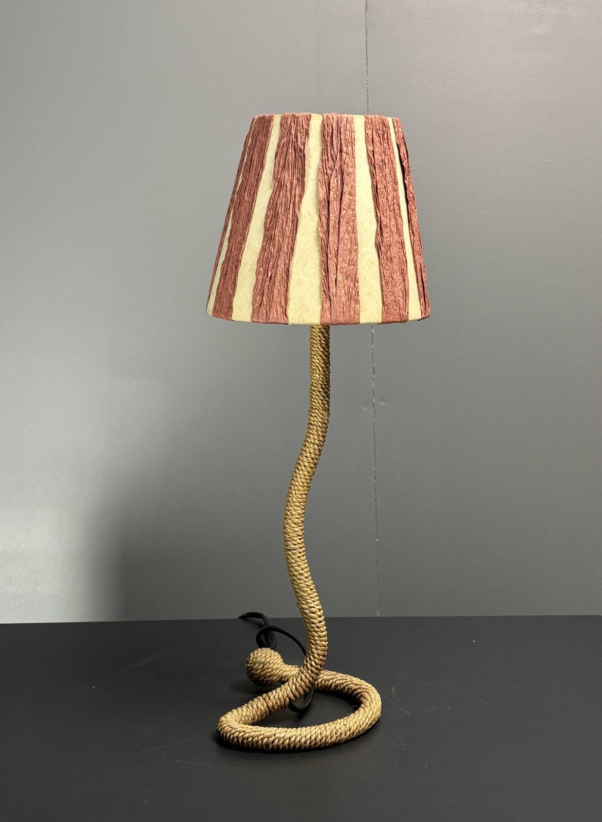 Pair Vintage French Rope Table Lamps In The Style Of Audoux & Minet photo 628.0